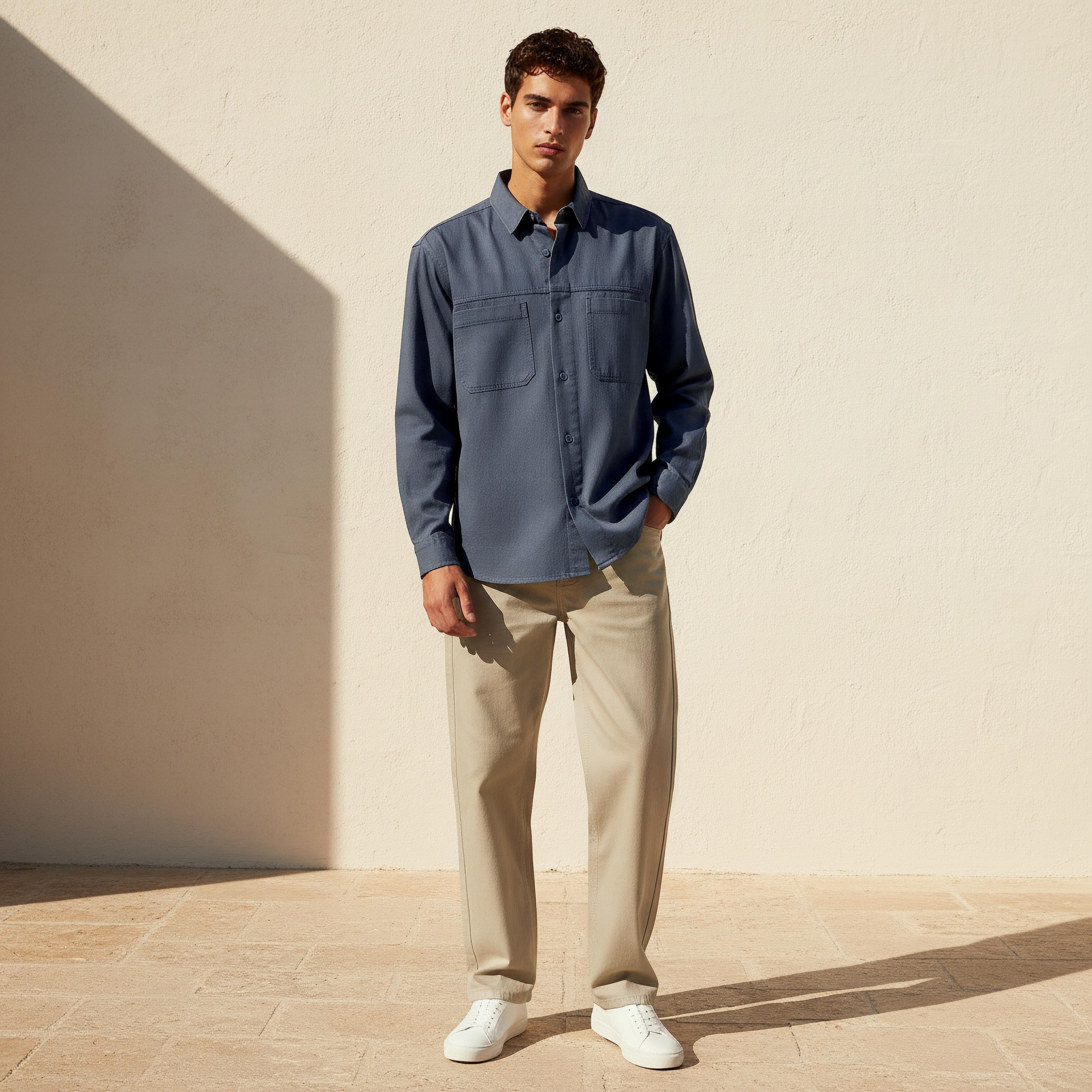 Men Regular Fit Twill Long Sleeves Shirt-men-clothing-shirts-image-3