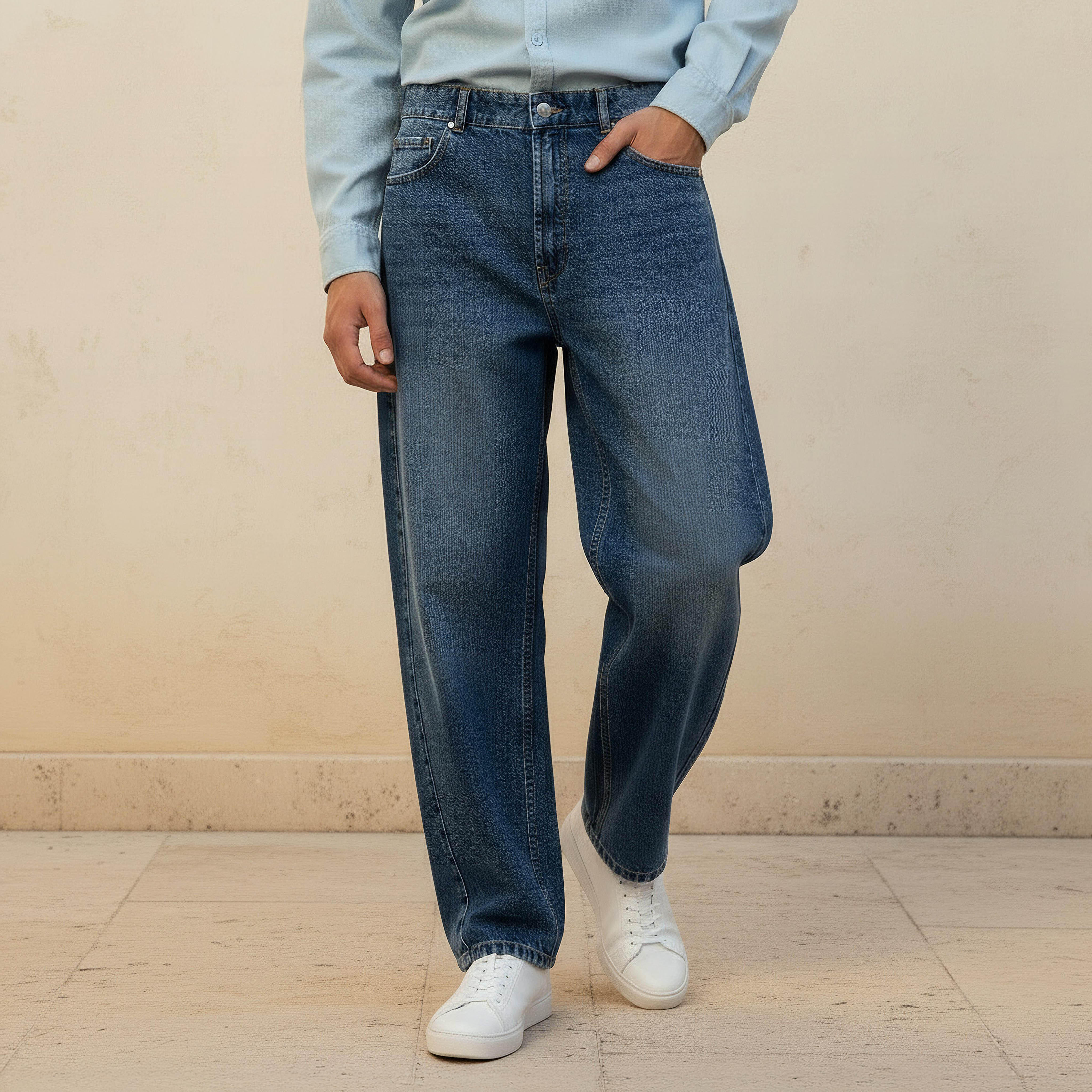 Men Baggy Fit Mid-Rise Jeans-men-clothing-bottoms-jeans-image-1