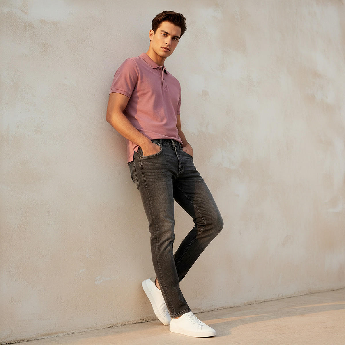 بنطلون جينز بقصة سليم وخصر متوسط للرجال-men-clothing-bottoms-jeans-image-2
