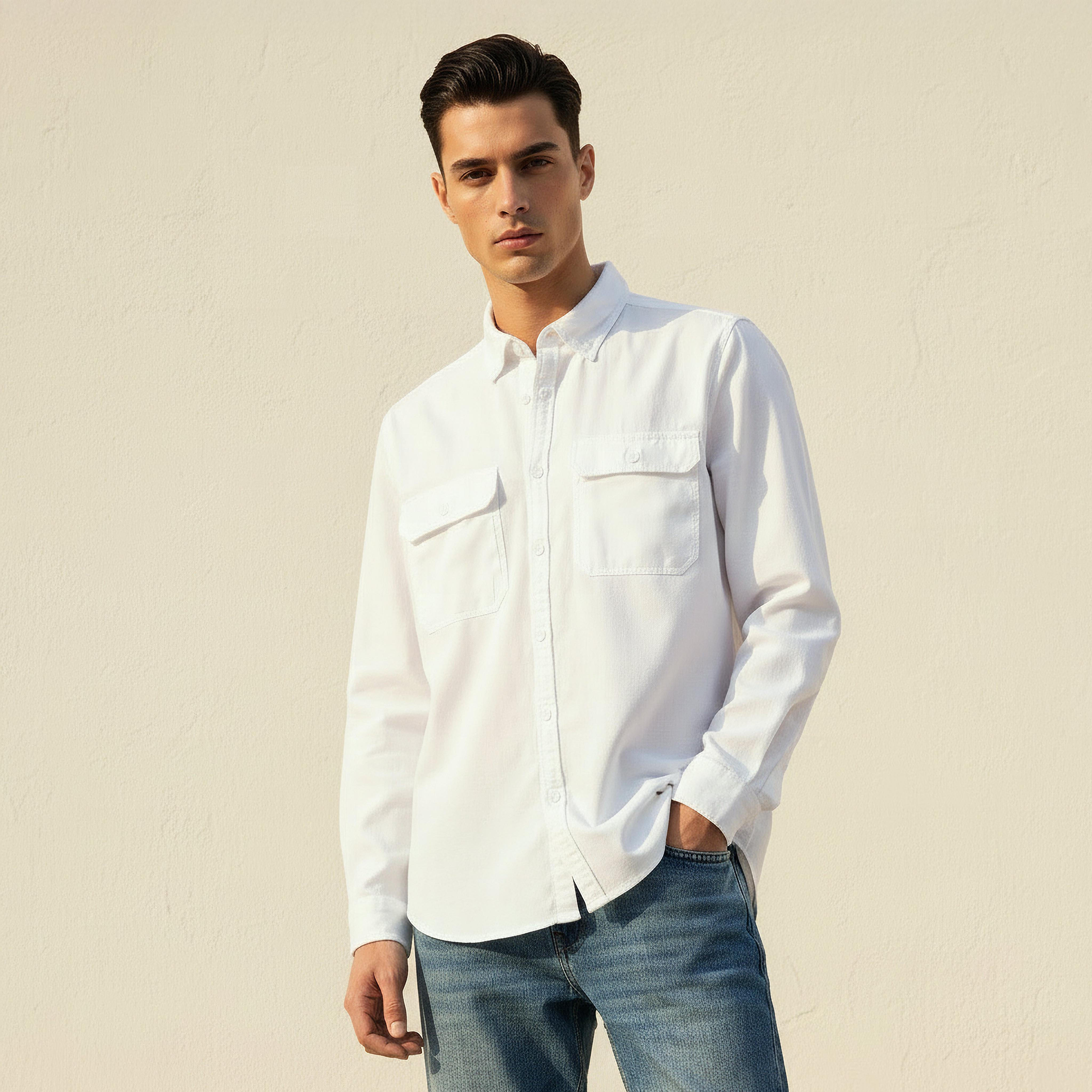 Men Regular Fit Collared Long Sleeve Shirt-men-clothing-shirts-image-1