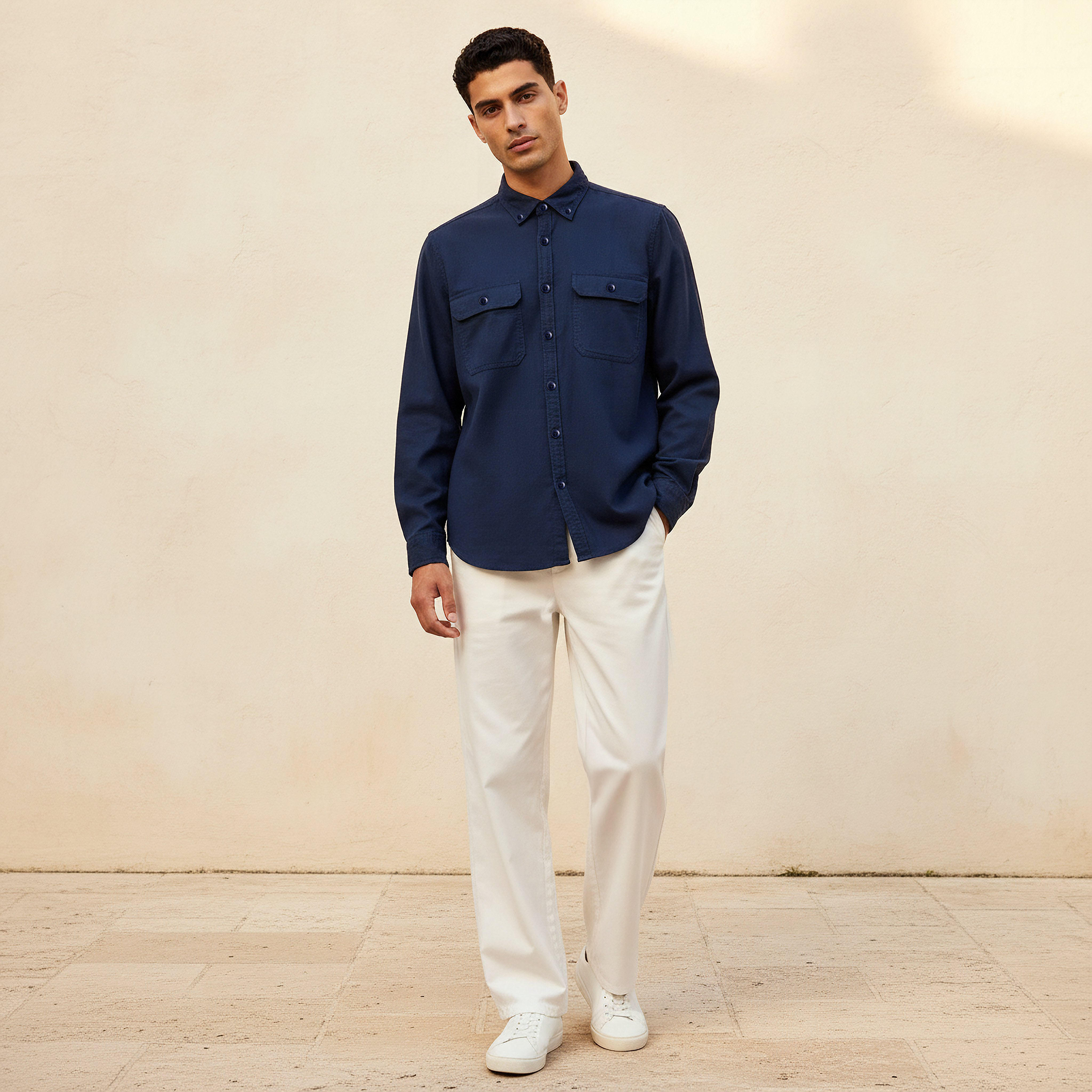 Men Regular Fit Collared Long Sleeve Shirt-men-clothing-shirts-image-3