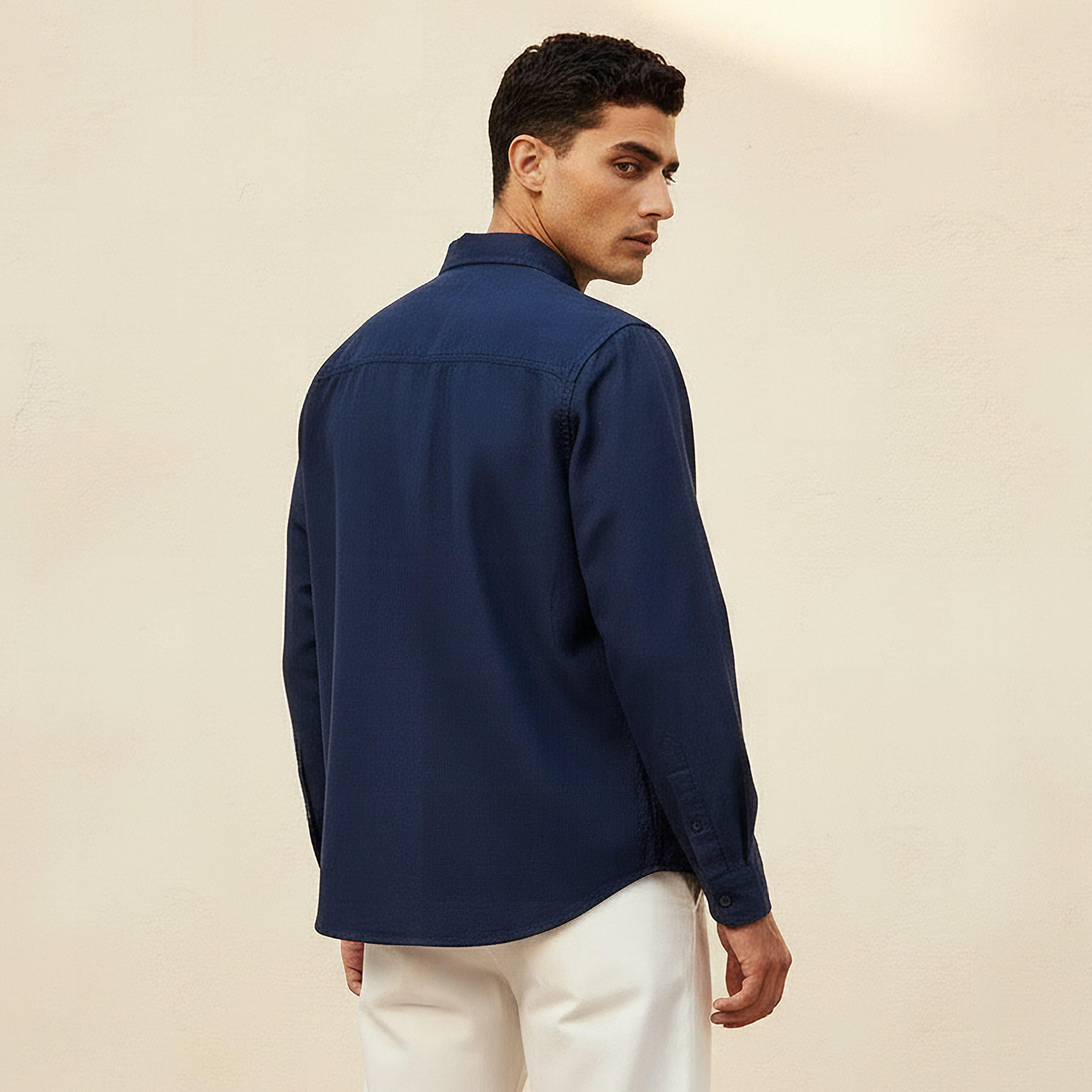 Men Regular Fit Collared Long Sleeve Shirt-men-clothing-shirts-image-4