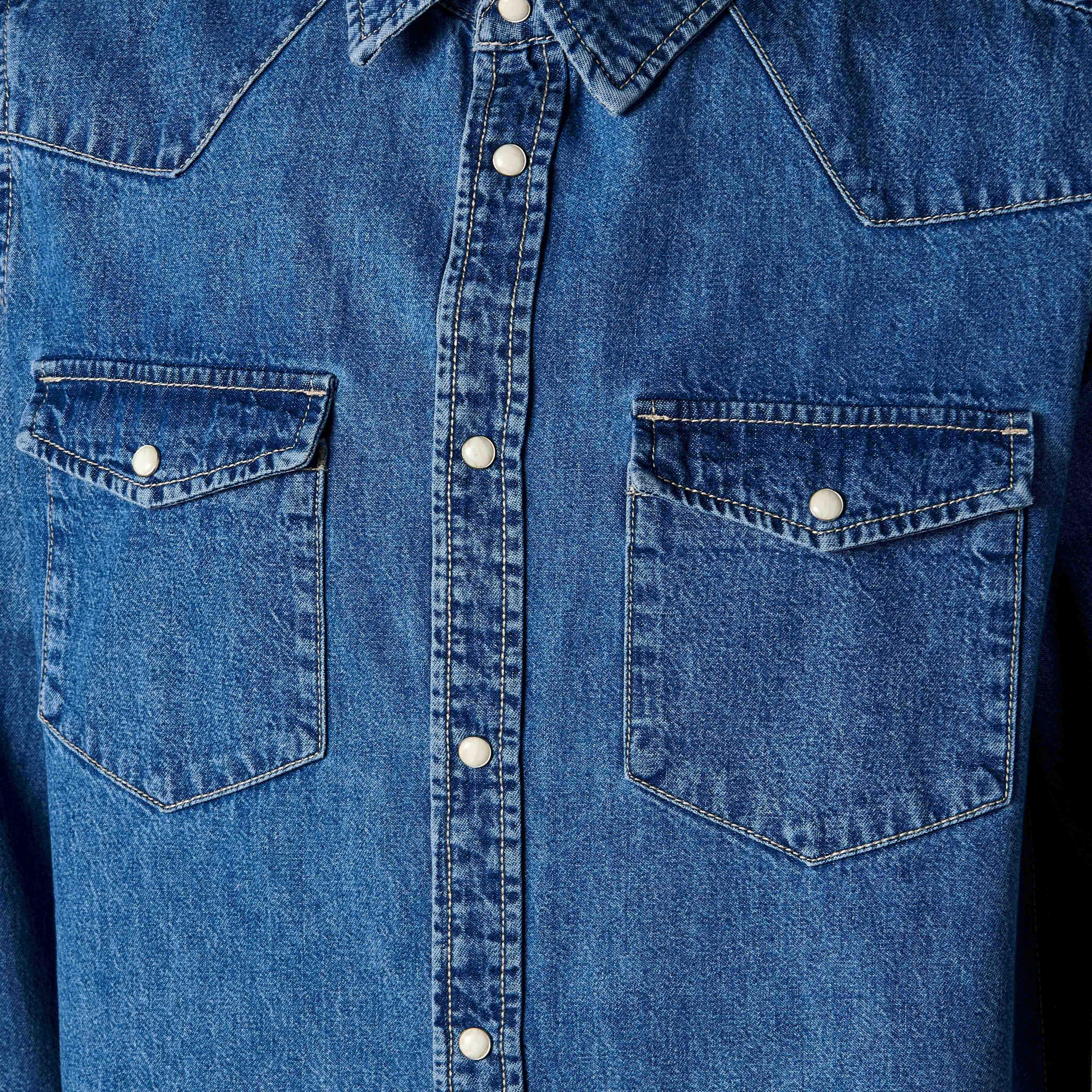 Men Regular Fit Collared Denim Long Sleeves Shirt-men-clothing-shirts-image-2