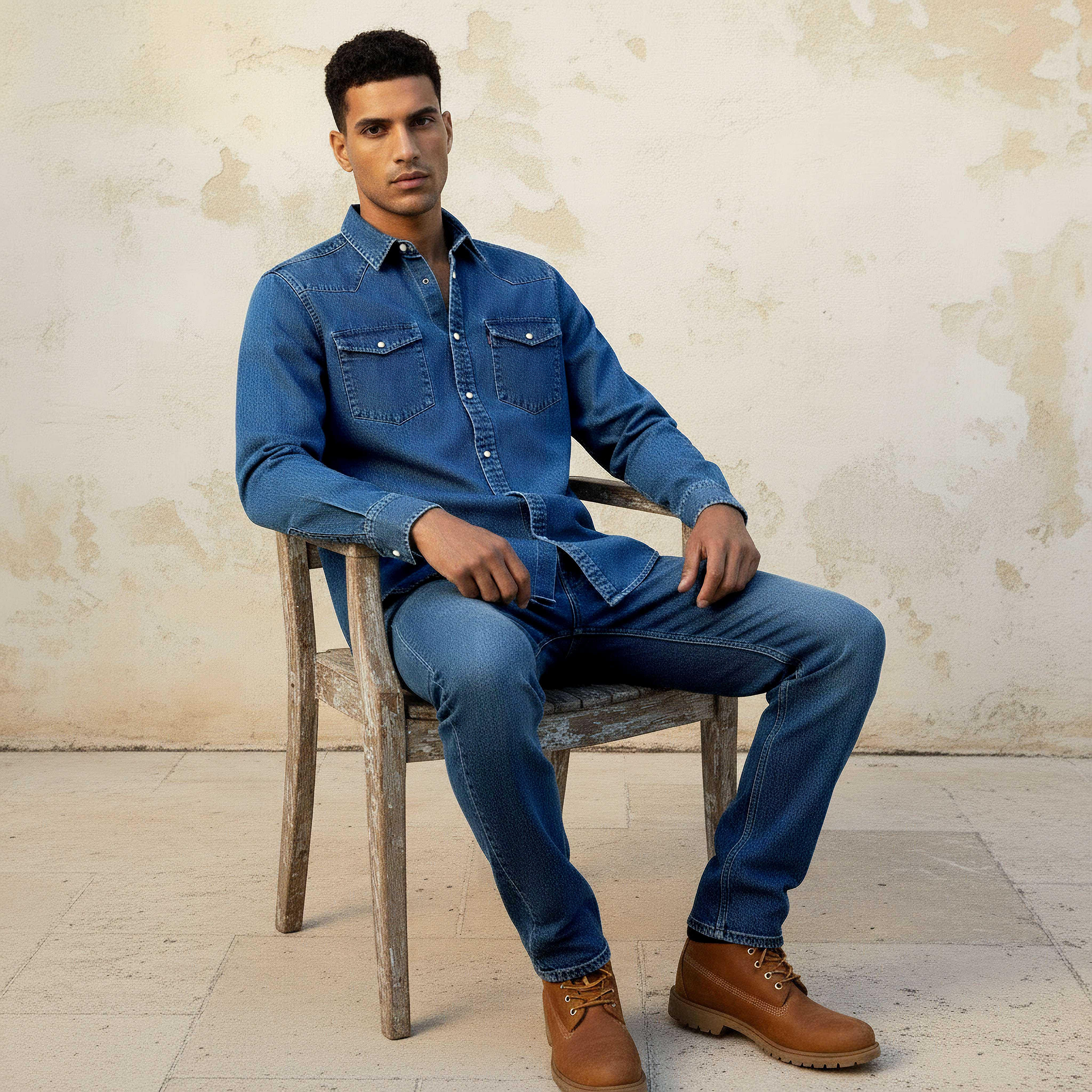 Men Regular Fit Collared Denim Long Sleeves Shirt-men-clothing-shirts-image-3