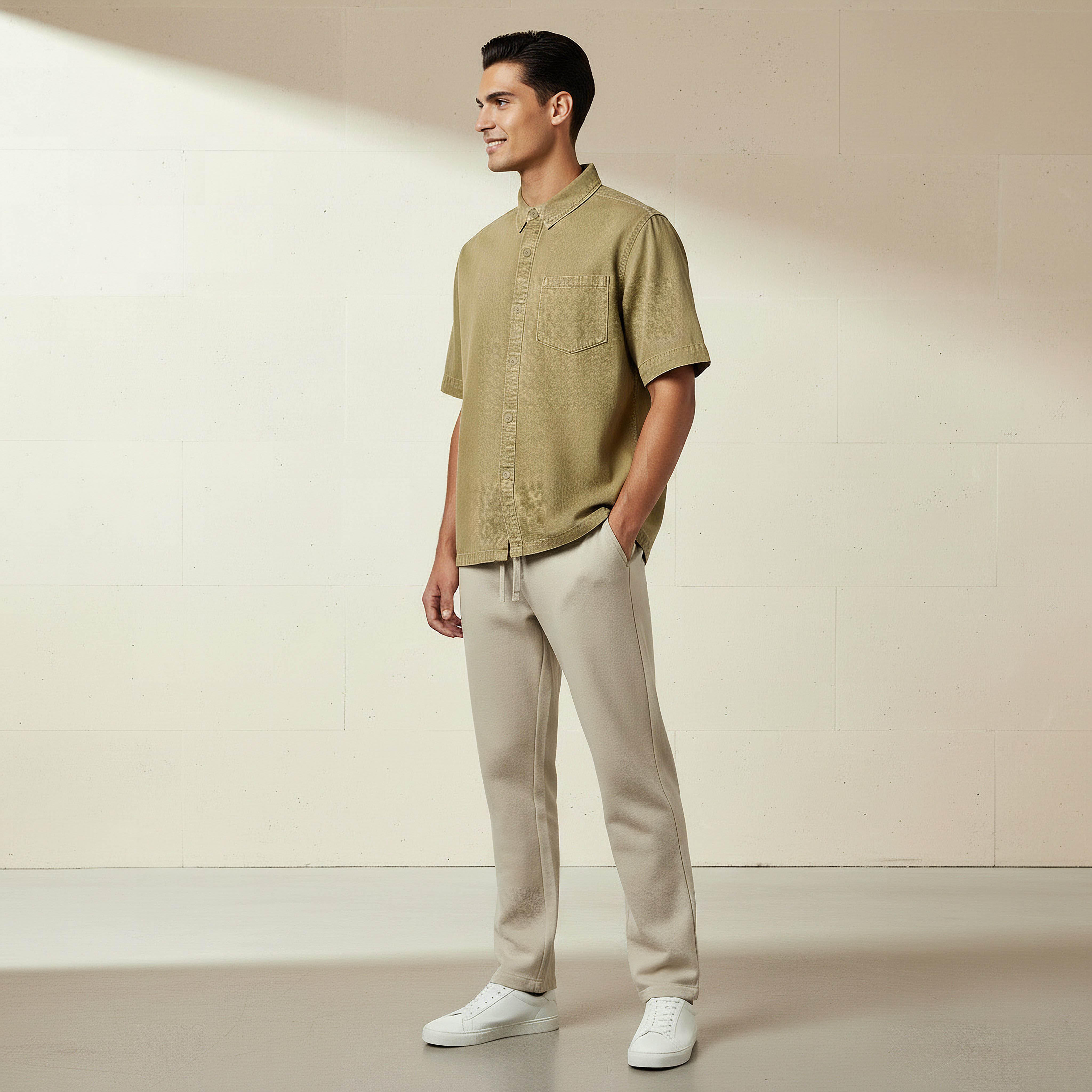 Men Relaxed Fit Collared Short Sleeves Shirt-men-clothing-shirts-image-3