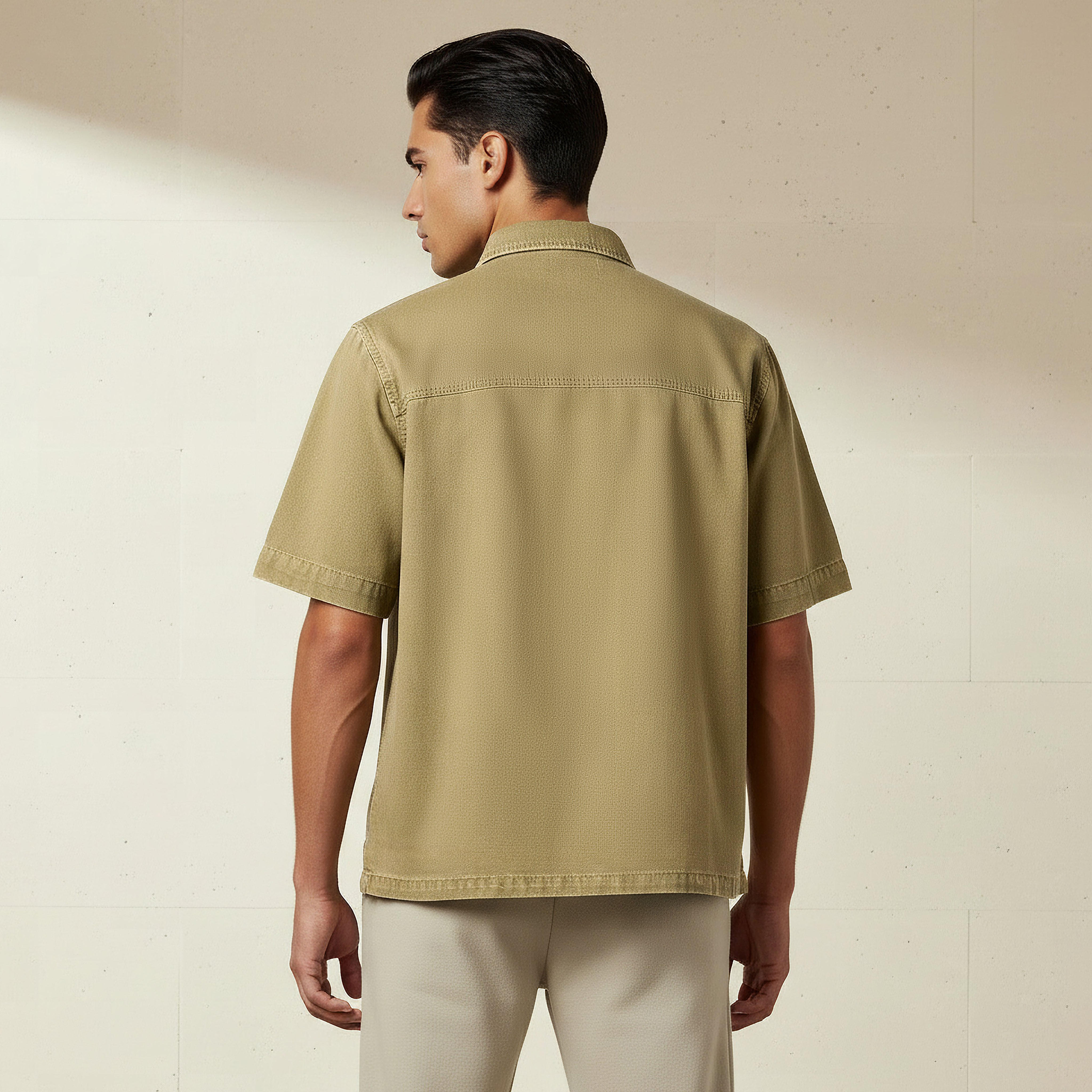 Men Relaxed Fit Collared Short Sleeves Shirt-men-clothing-shirts-image-4
