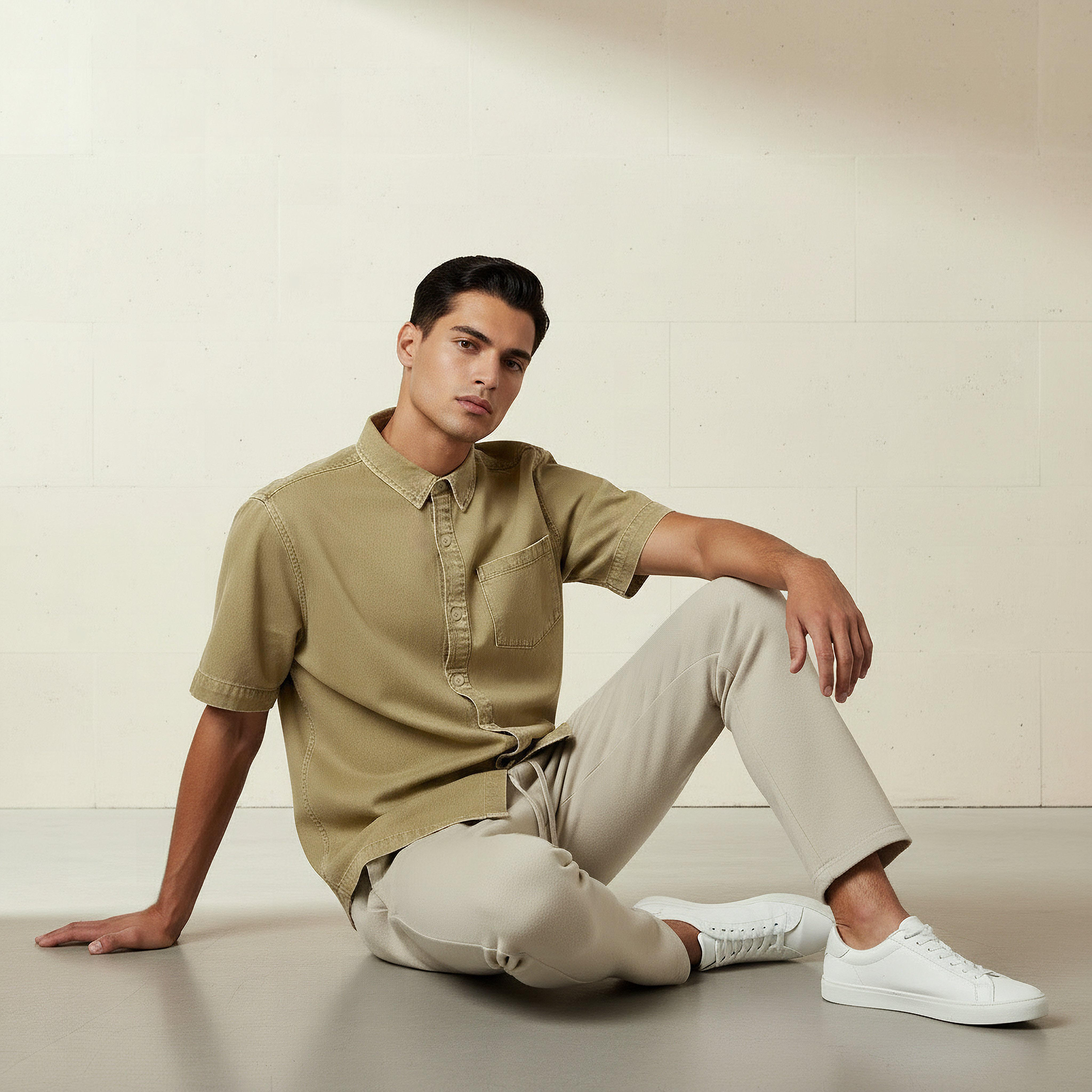 Men Relaxed Fit Collared Short Sleeves Shirt-men-clothing-shirts-image-5