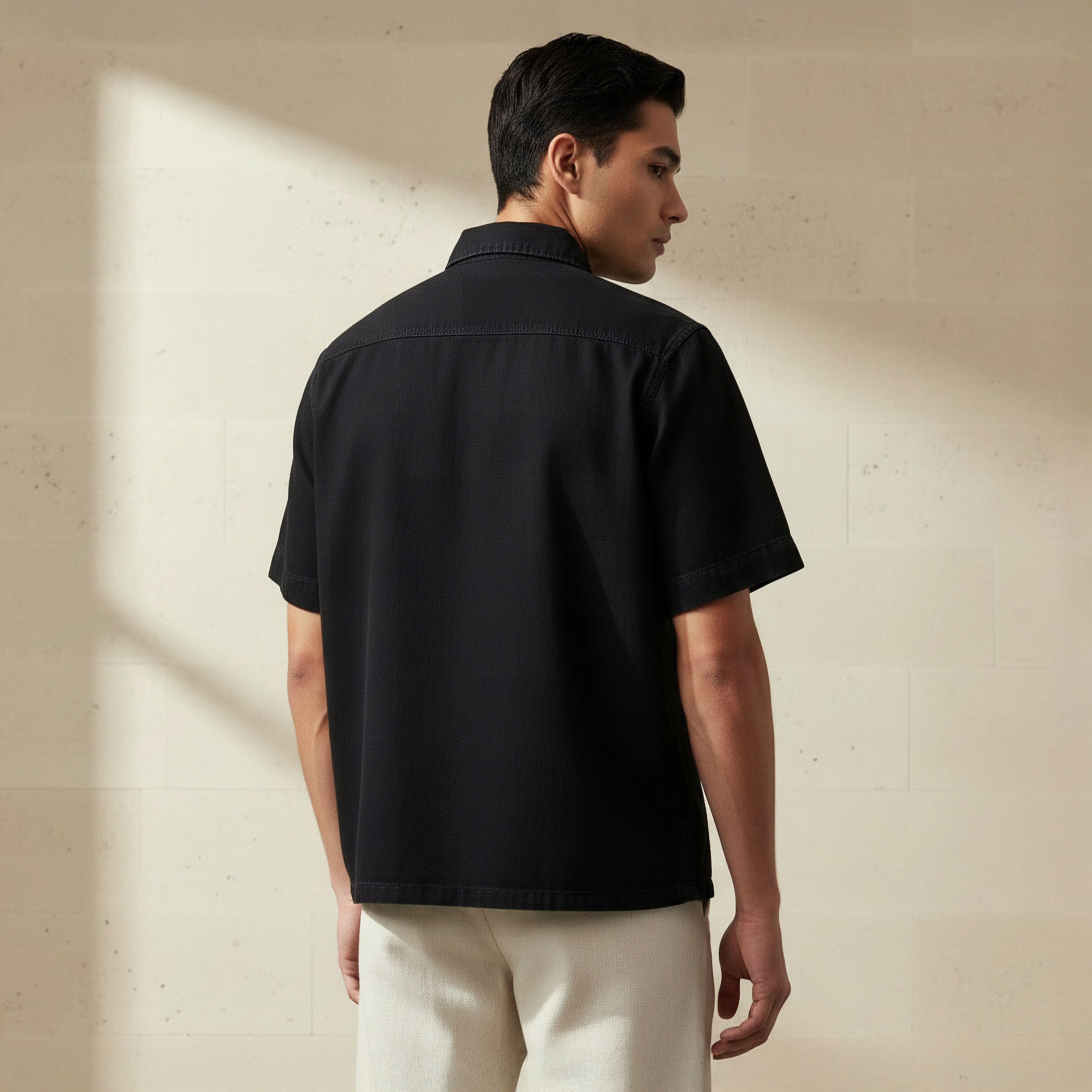 Men Relaxed Fit Collared Short Sleeves Shirt-men-clothing-shirts-image-4