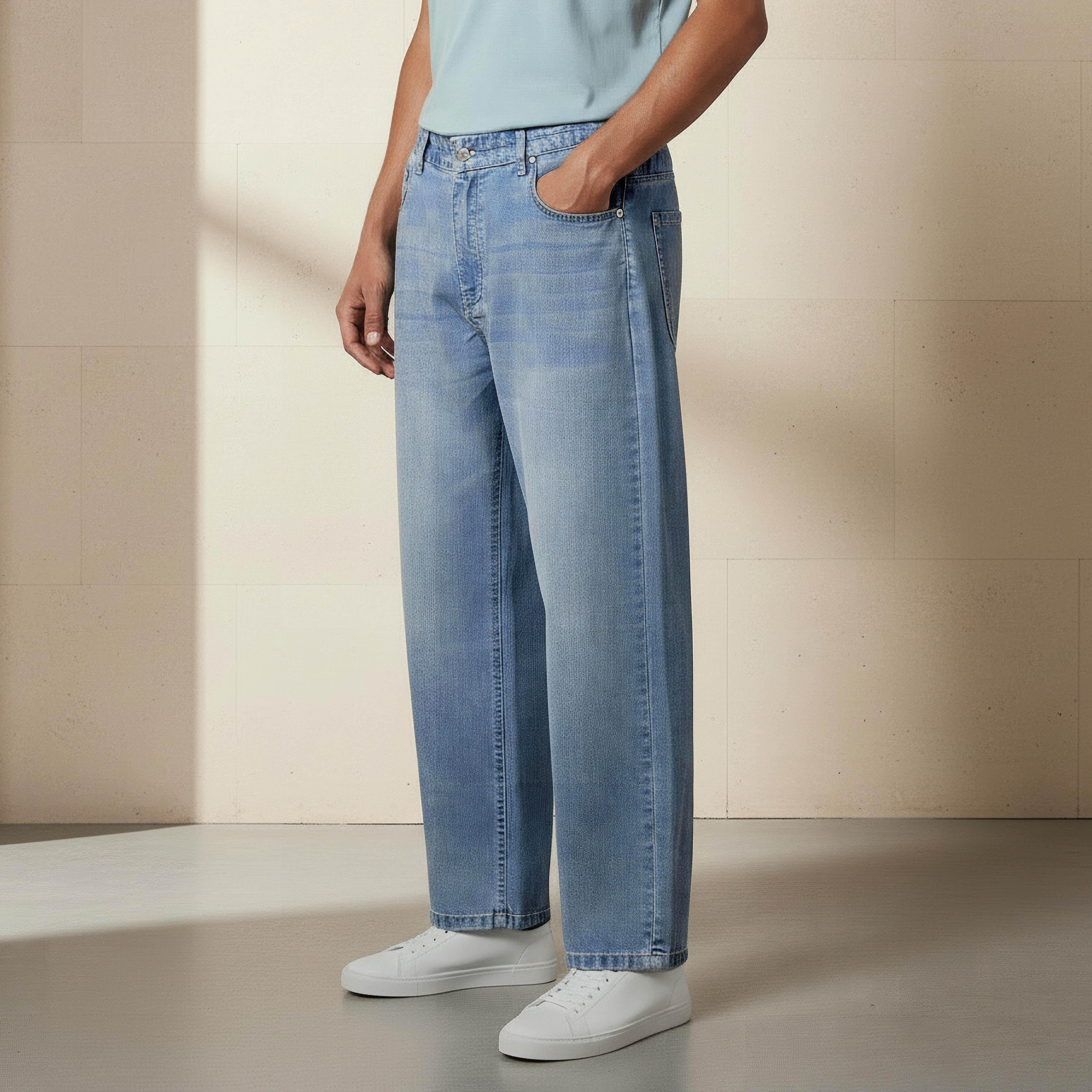 بنطلون جينز رجالي بقصة باجي وخصر متوسط الارتفاع-men-clothing-bottoms-jeans-image-4
