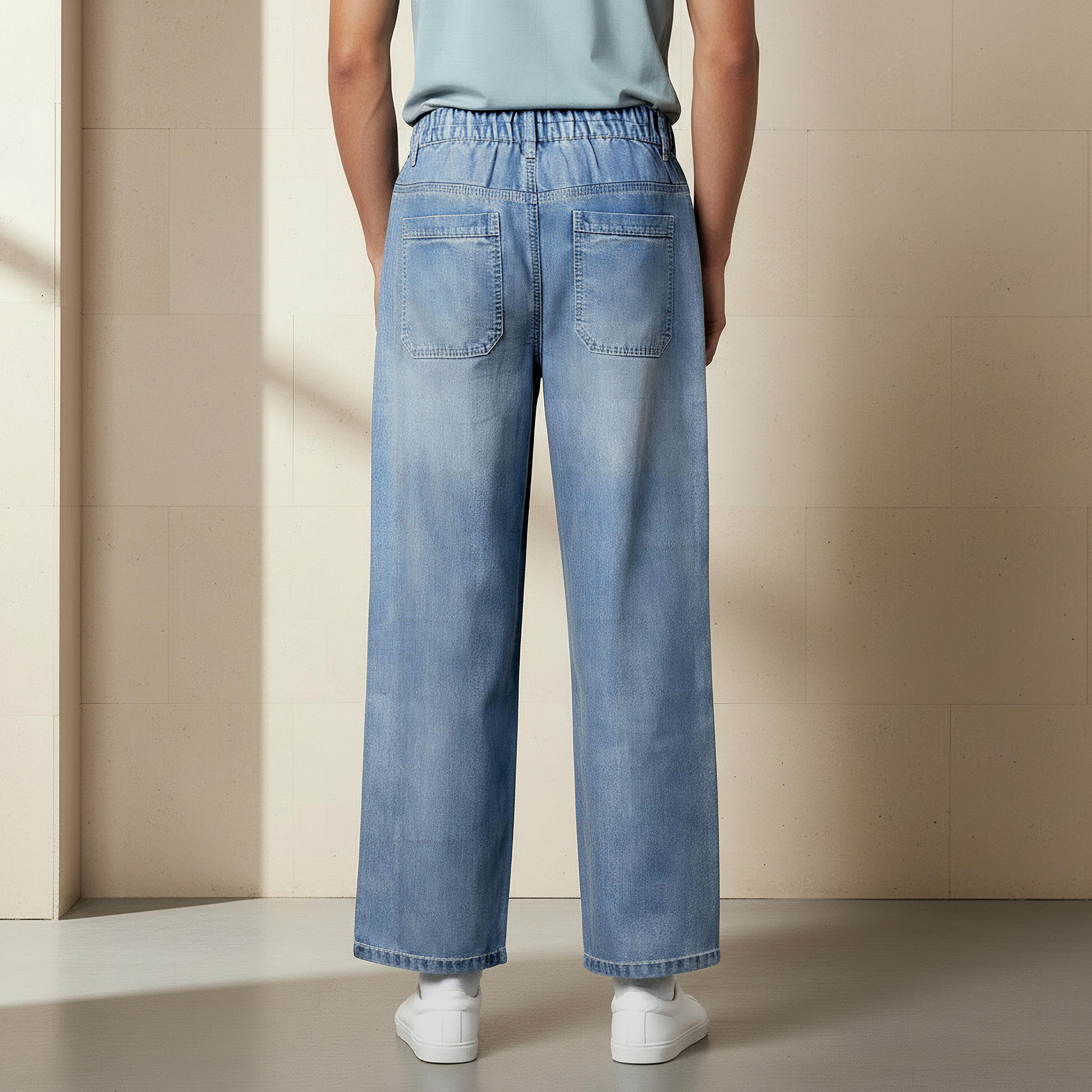 بنطلون جينز رجالي بقصة باجي وخصر متوسط الارتفاع-men-clothing-bottoms-jeans-image-1