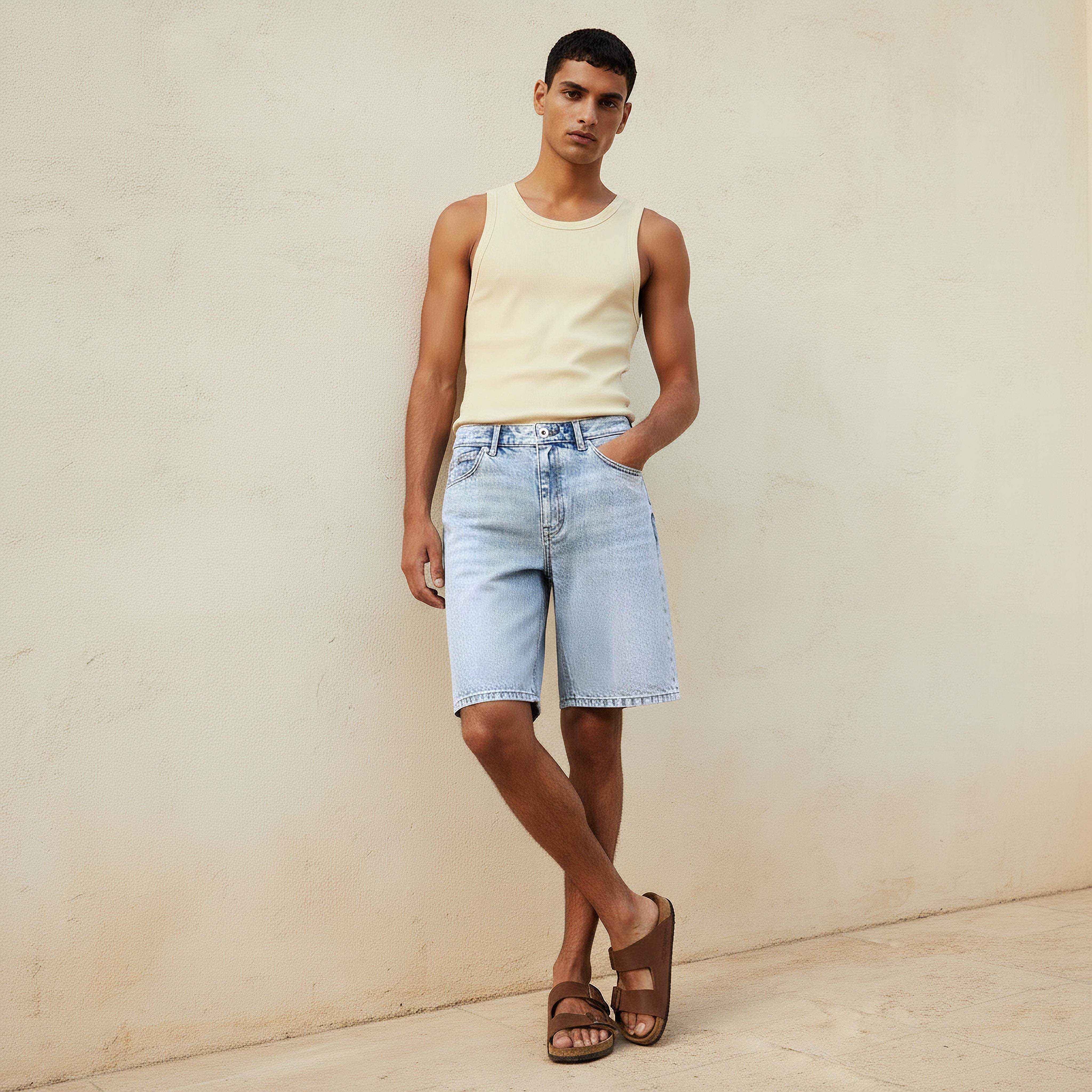 Men Regular Fit Shorts Denim-men-clothing-bottoms-shorts-image-3