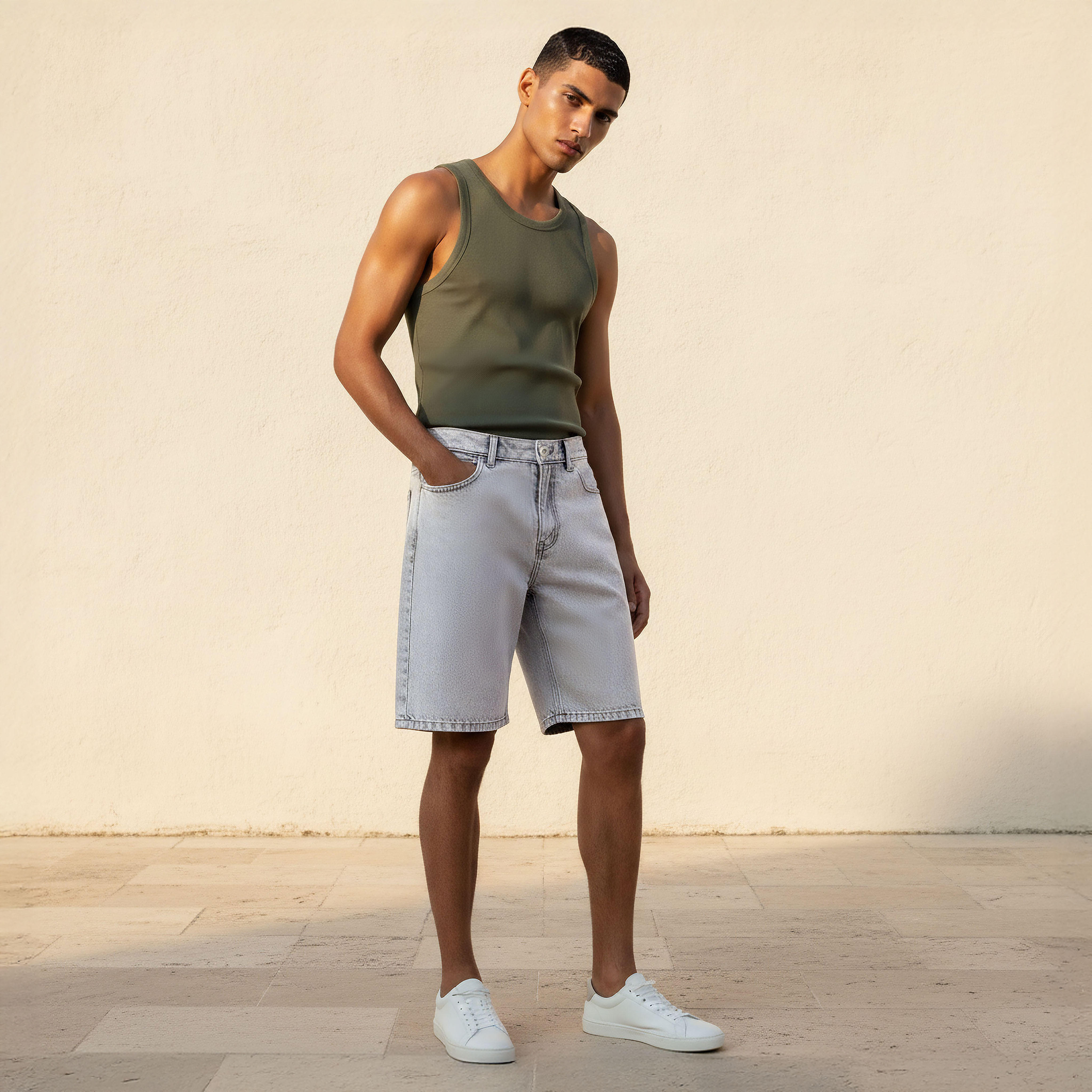 Men Regular Fit Shorts Denim-men-clothing-bottoms-shorts-image-3