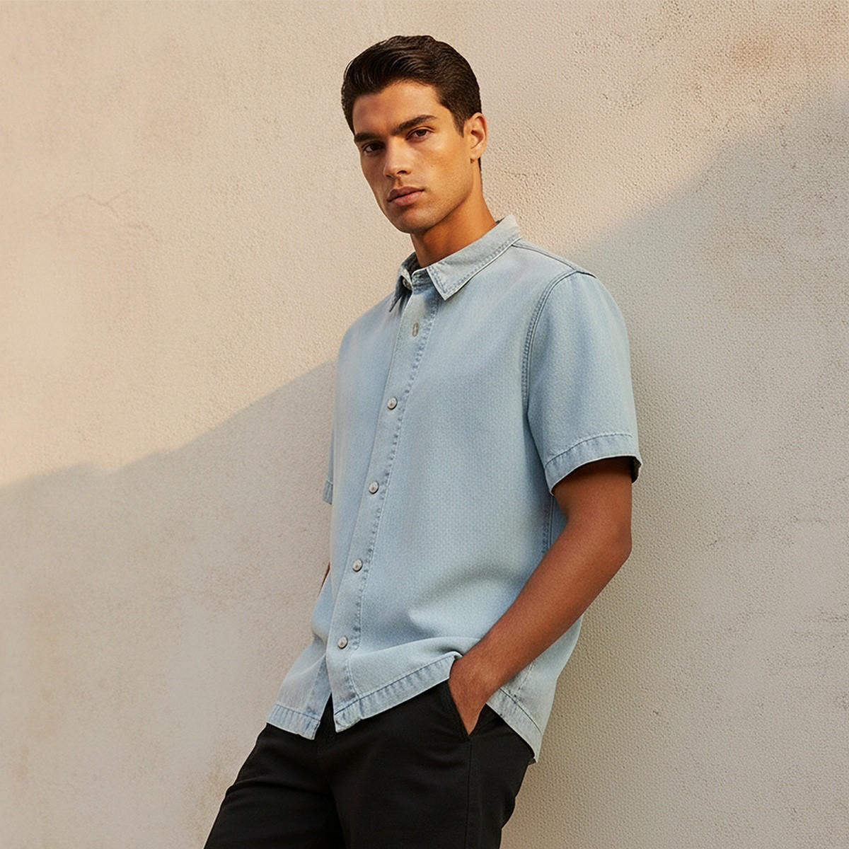 Men Collared Short Sleeves Shirt-men-clothing-shirts-image-1
