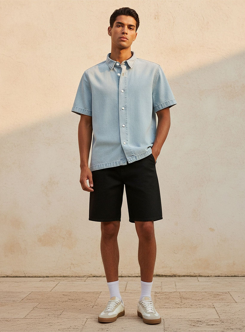 Men Collared Short Sleeves Shirt-men-clothing-shirts-image-3
