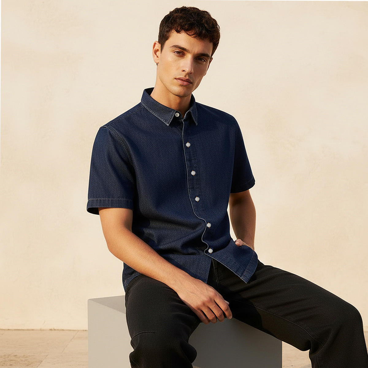 قميص بياقة وأكمام قصيرة للرجال-men-clothing-shirts-image-5