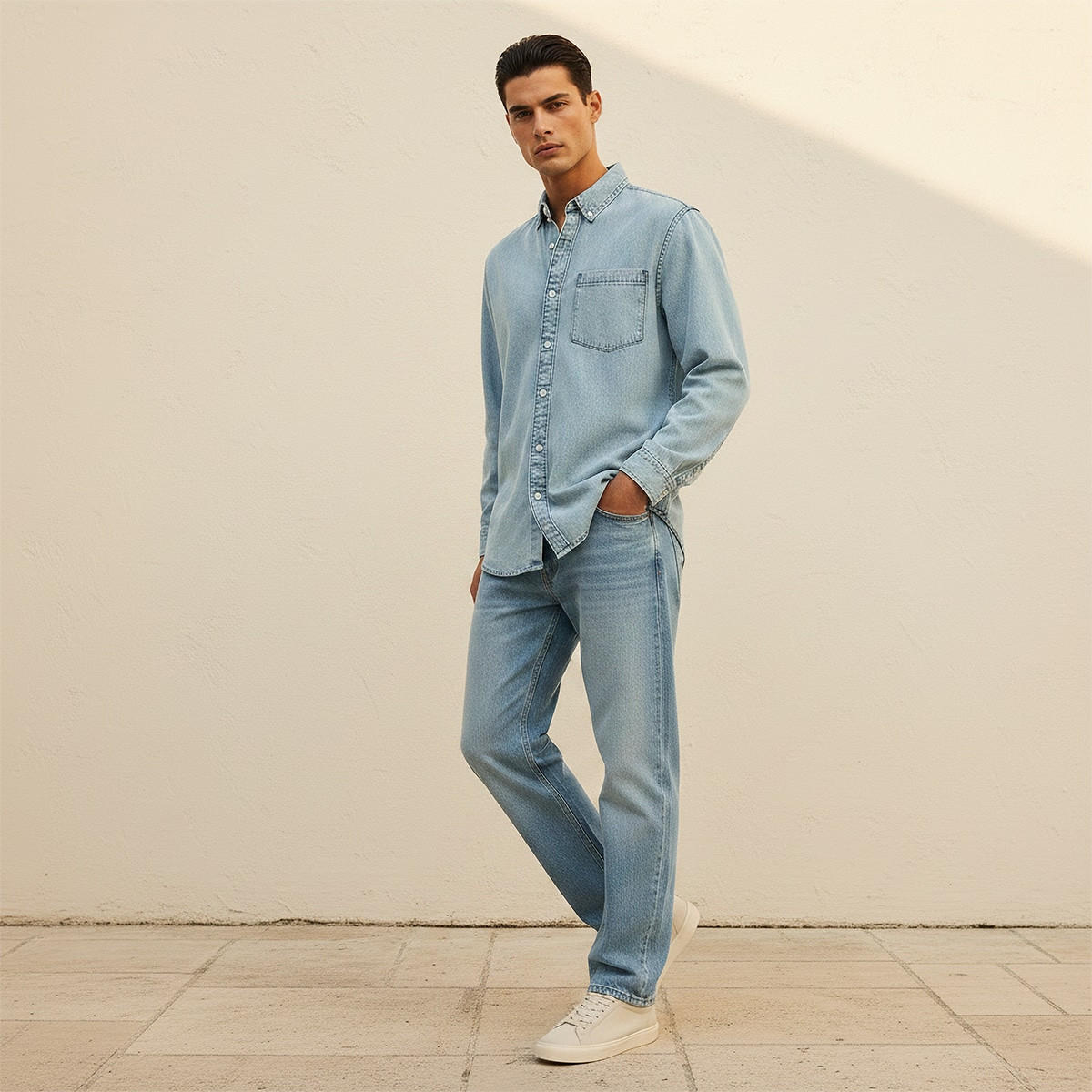 Splash Denim Regular Fit Button-Down Collar Long Sleeves Shirt-men-clothing-shirts-image-3