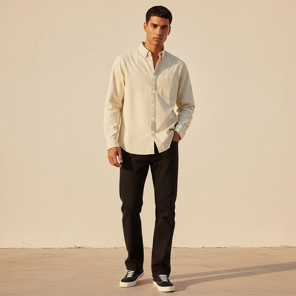 قميص بقصة عادية وياقة عادية وأكمام طويلة وأزرار من سبلاش دينم-men-clothing-shirts-image-3