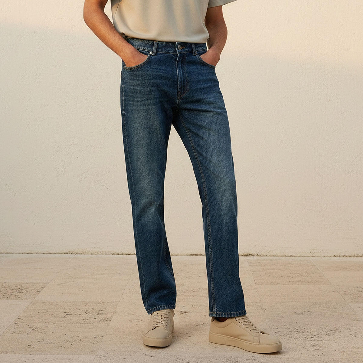 بنطلون جينز بقصة مستقيمة وخصر متوسط الارتفاع من سبلاش دينم-men-clothing-bottoms-jeans-image-1