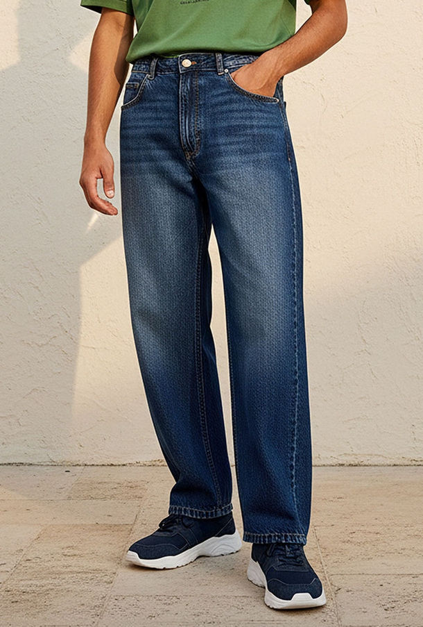 Splash Denim Baggy Fit Mid-Rise Jeans-men-clothing-image-1