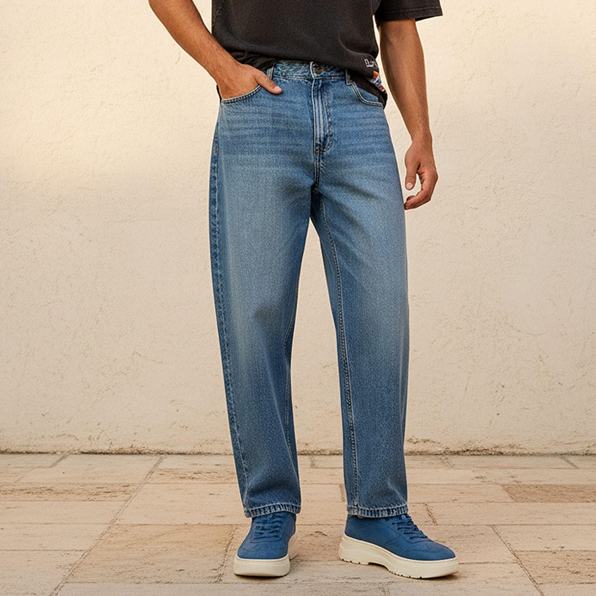 Splash Denim Baggy Fit Mid-Rise Jeans-men-clothing-jeans-image-1