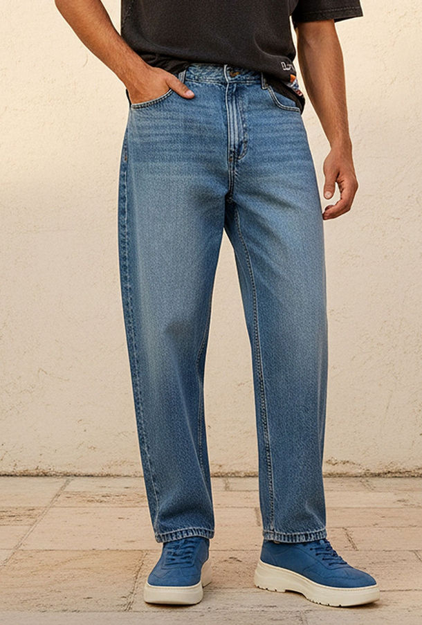 Splash Denim Baggy Fit Mid-Rise Jeans-men-clothing-image-1