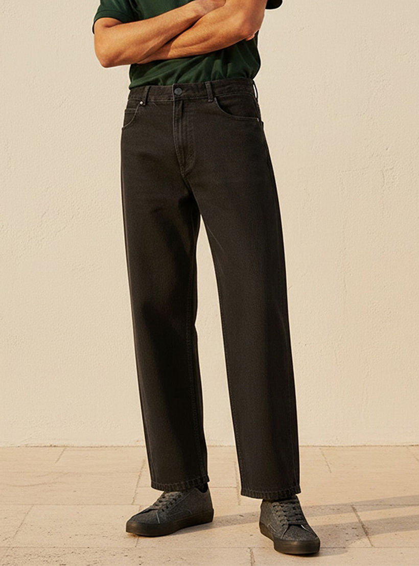 بنطلون جينز دينم بخصر متوسط الارتفاع وقصة باجي من سبلاش-men-clothing-jeans-image-1