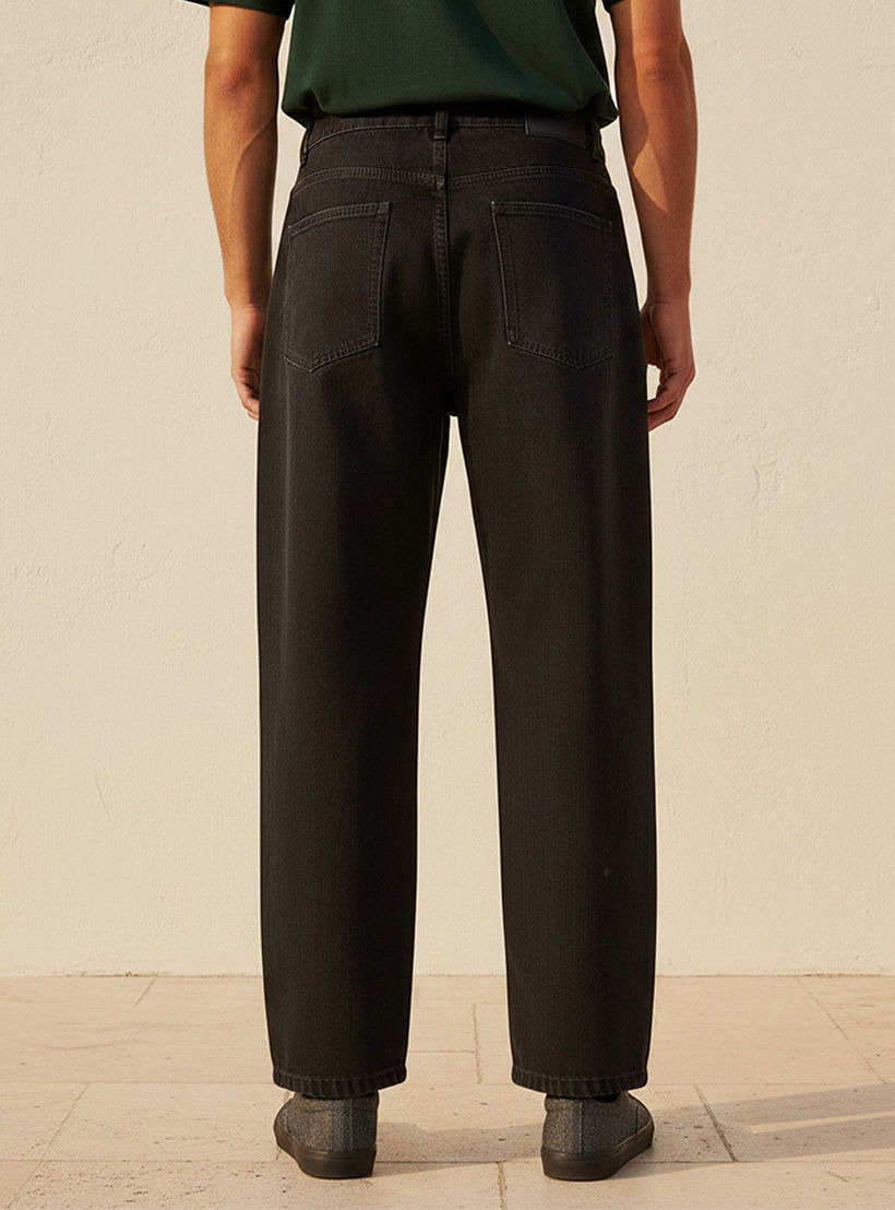 بنطلون جينز دينم بخصر متوسط الارتفاع وقصة باجي من سبلاش-men-clothing-jeans-image-4