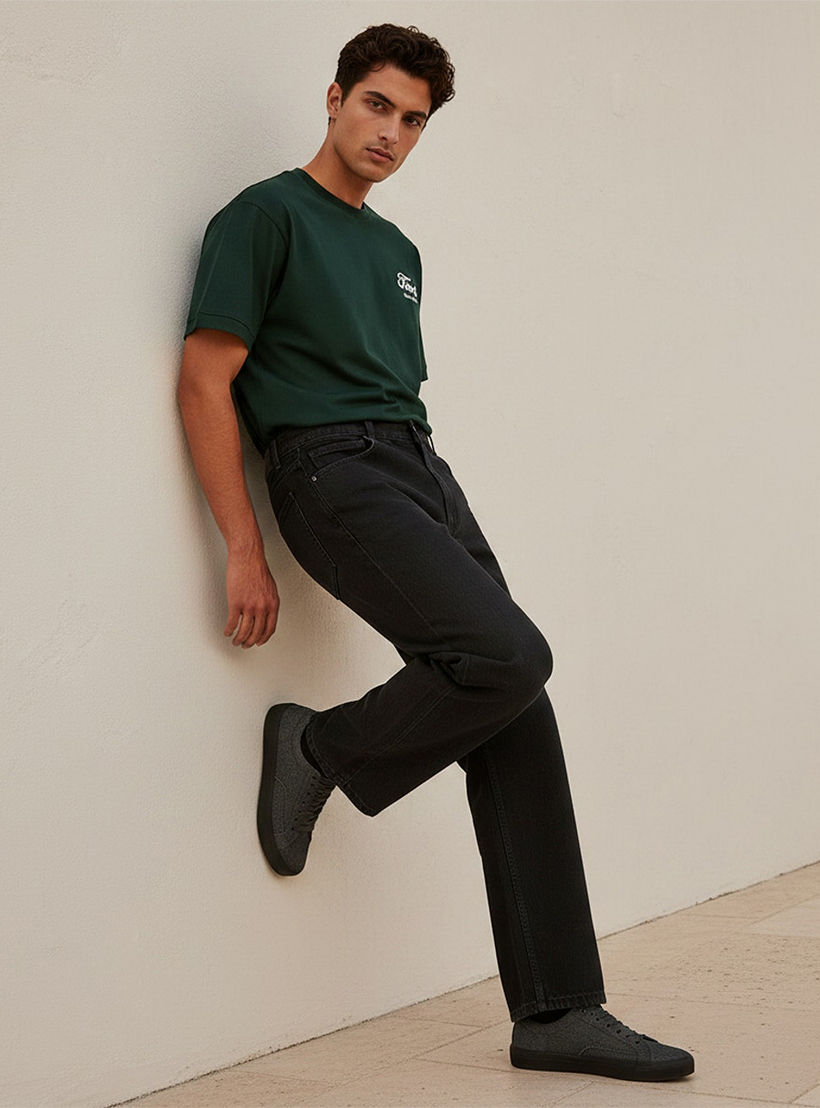 بنطلون جينز دينم بخصر متوسط الارتفاع وقصة باجي من سبلاش-men-clothing-jeans-image-5