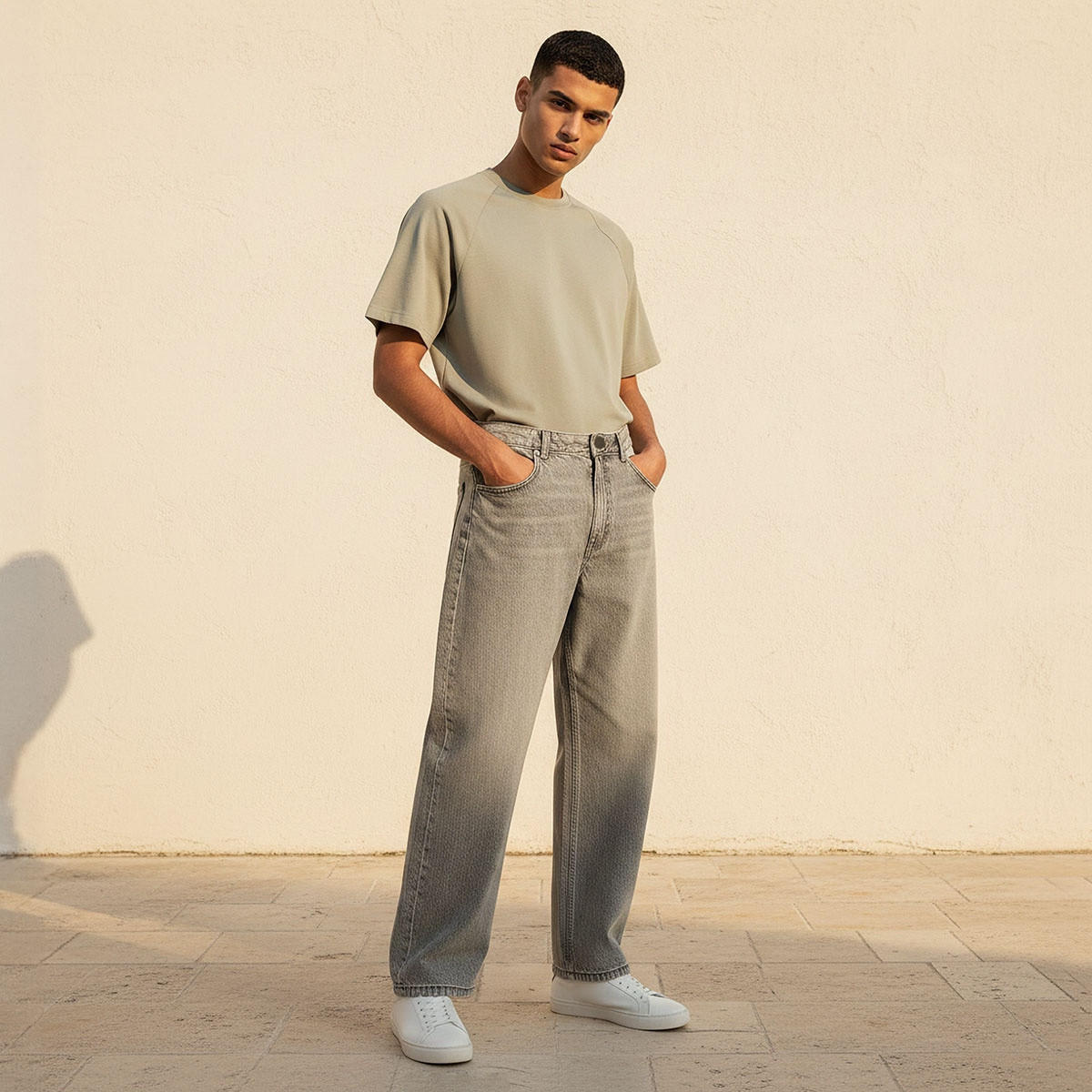بنطلون جينز دينم بخصر متوسط الارتفاع وقصة باجي من سبلاش-men-clothing-bottoms-jeans-image-3
