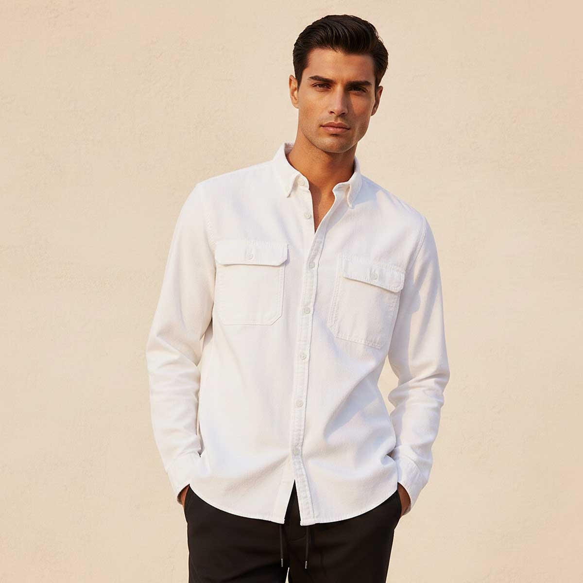 قميص جينز بياقة وأكمام طويلة من سبلاش-men-clothing-shirts-image-1