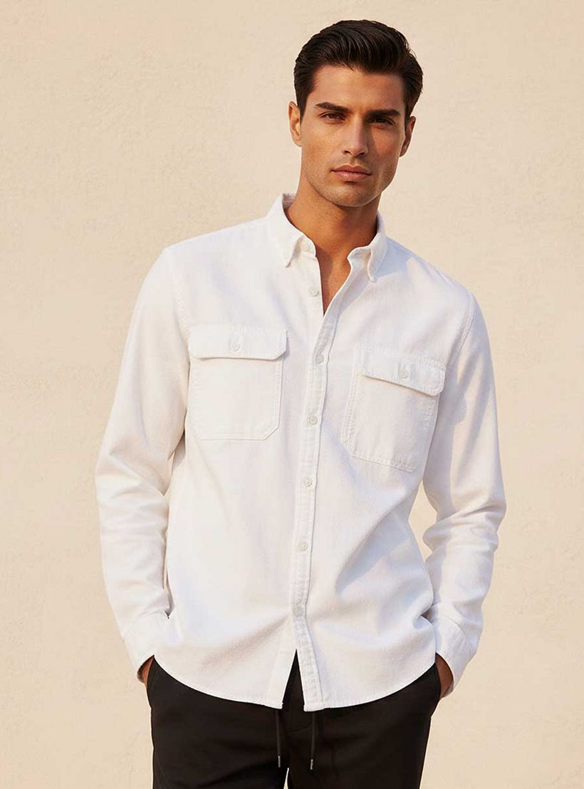 قميص جينز بياقة وأكمام طويلة من سبلاش-men-clothing-shirts-image-1