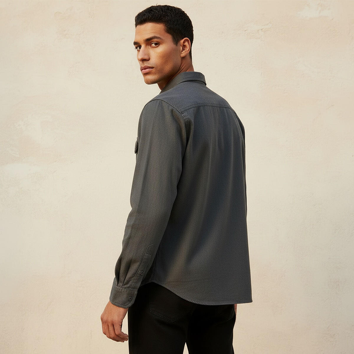 Splash Denim Button-Down Collar Long Sleeves Shirt-men-clothing-shirts-image-4