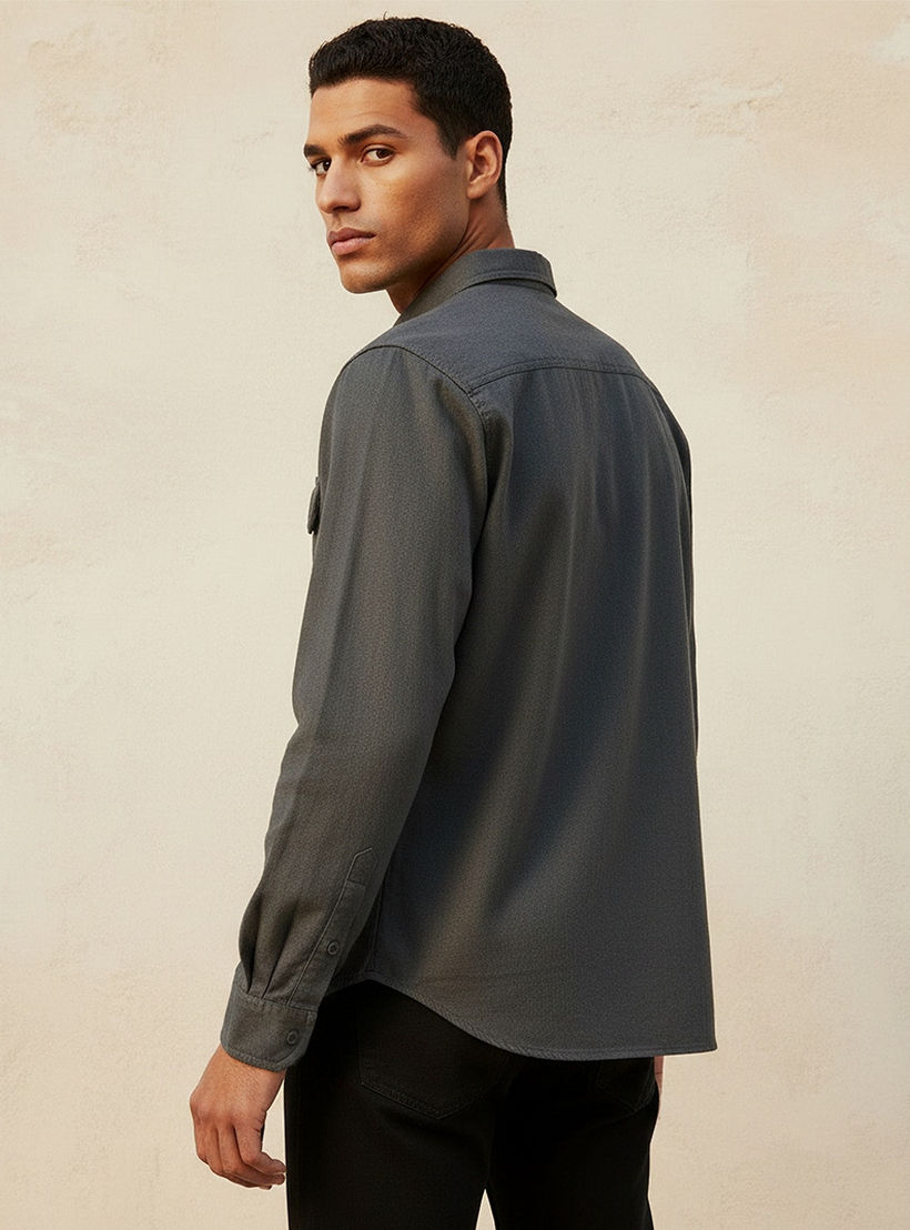 Splash Denim Button-Down Collar Long Sleeves Shirt-men-clothing-shirts-image-4