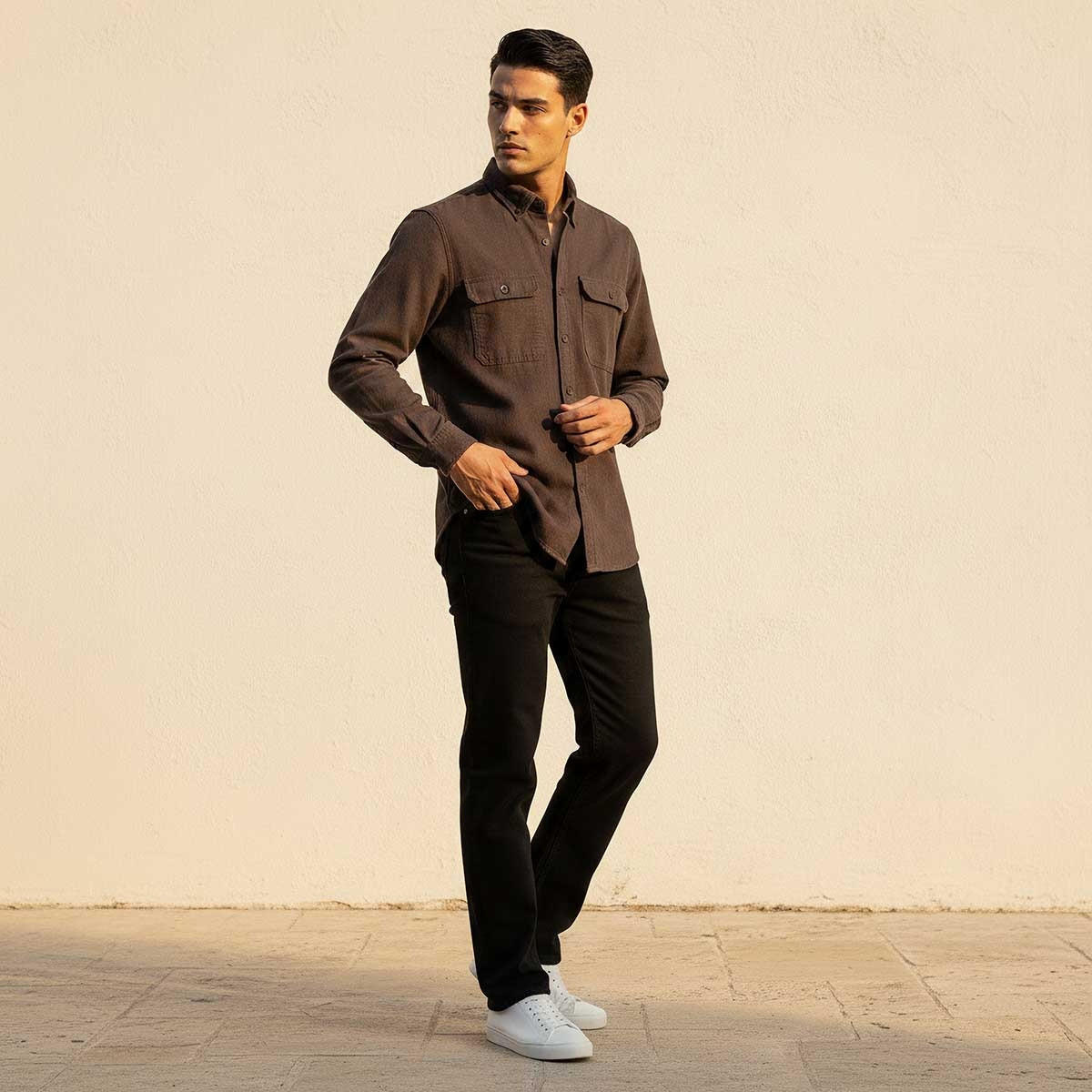 Splash Denim Button-Down Collar Long Sleeves Shirt-men-clothing-shirts-image-5