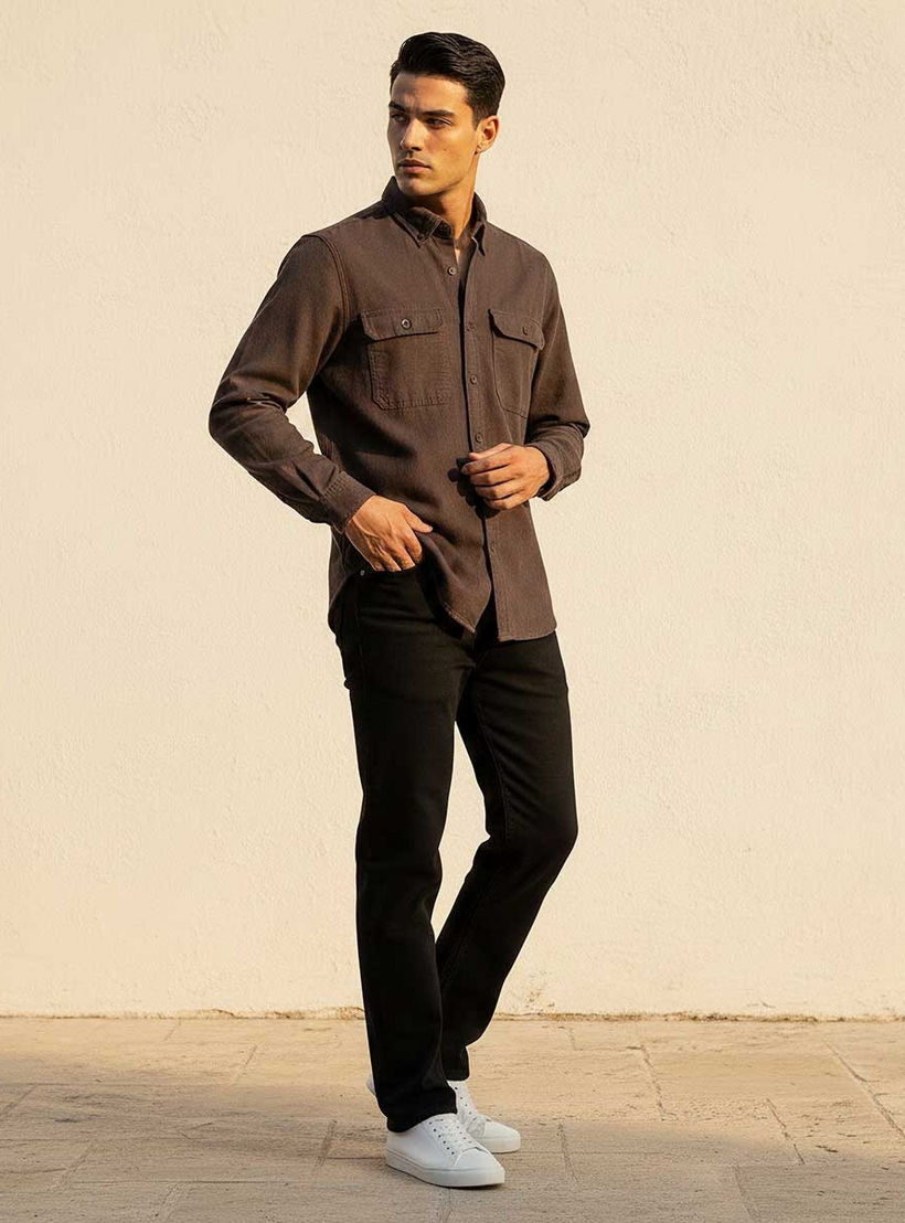 Splash Denim Button-Down Collar Long Sleeves Shirt-men-clothing-shirts-image-5