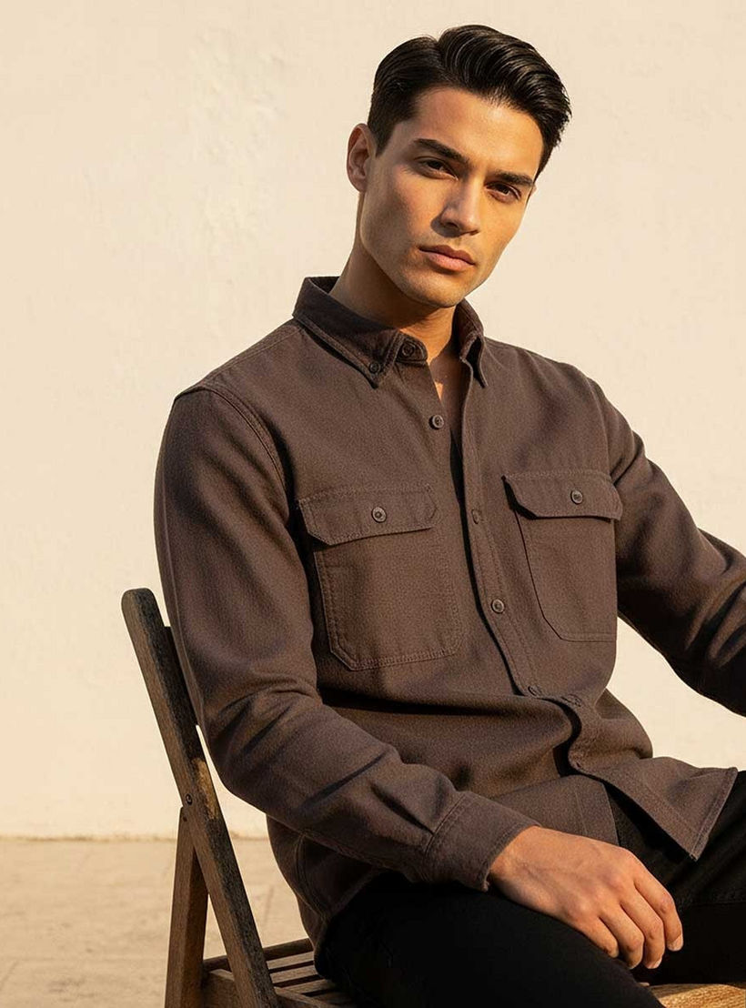 Splash Denim Button-Down Collar Long Sleeves Shirt-men-clothing-shirts-image-6
