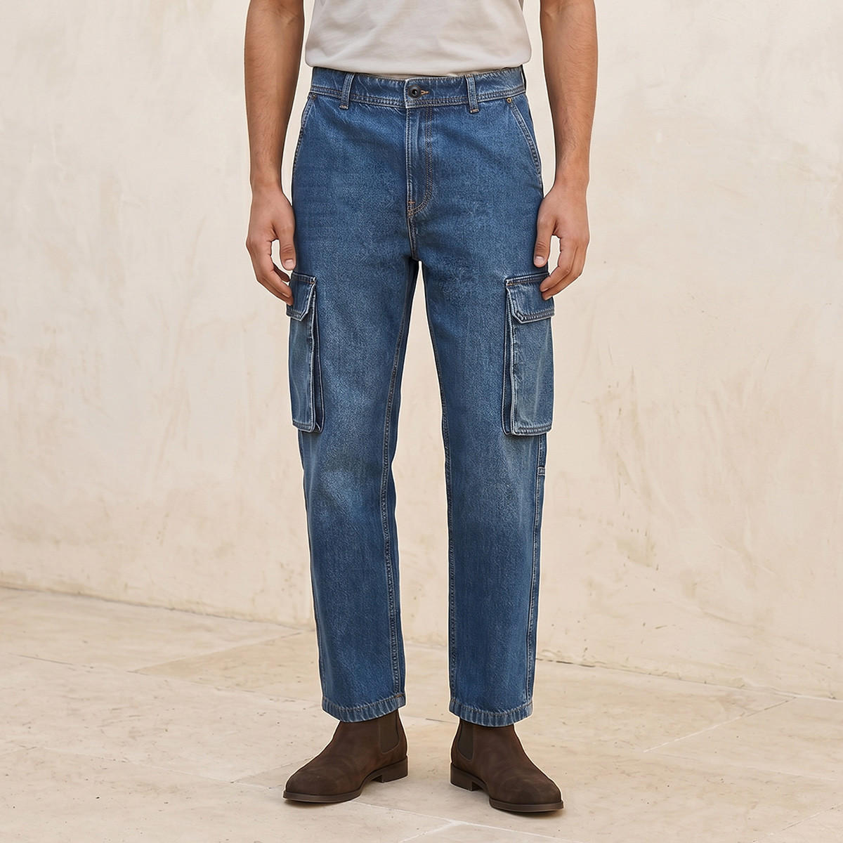 Splash Denim Cotton Cargo Jeans-men-clothing-jeans-image-1