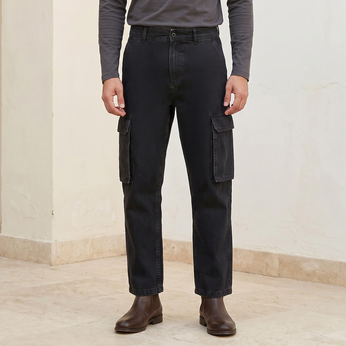Splash Denim Cotton Cargo Jeans-men-clothing-jeans-image-1