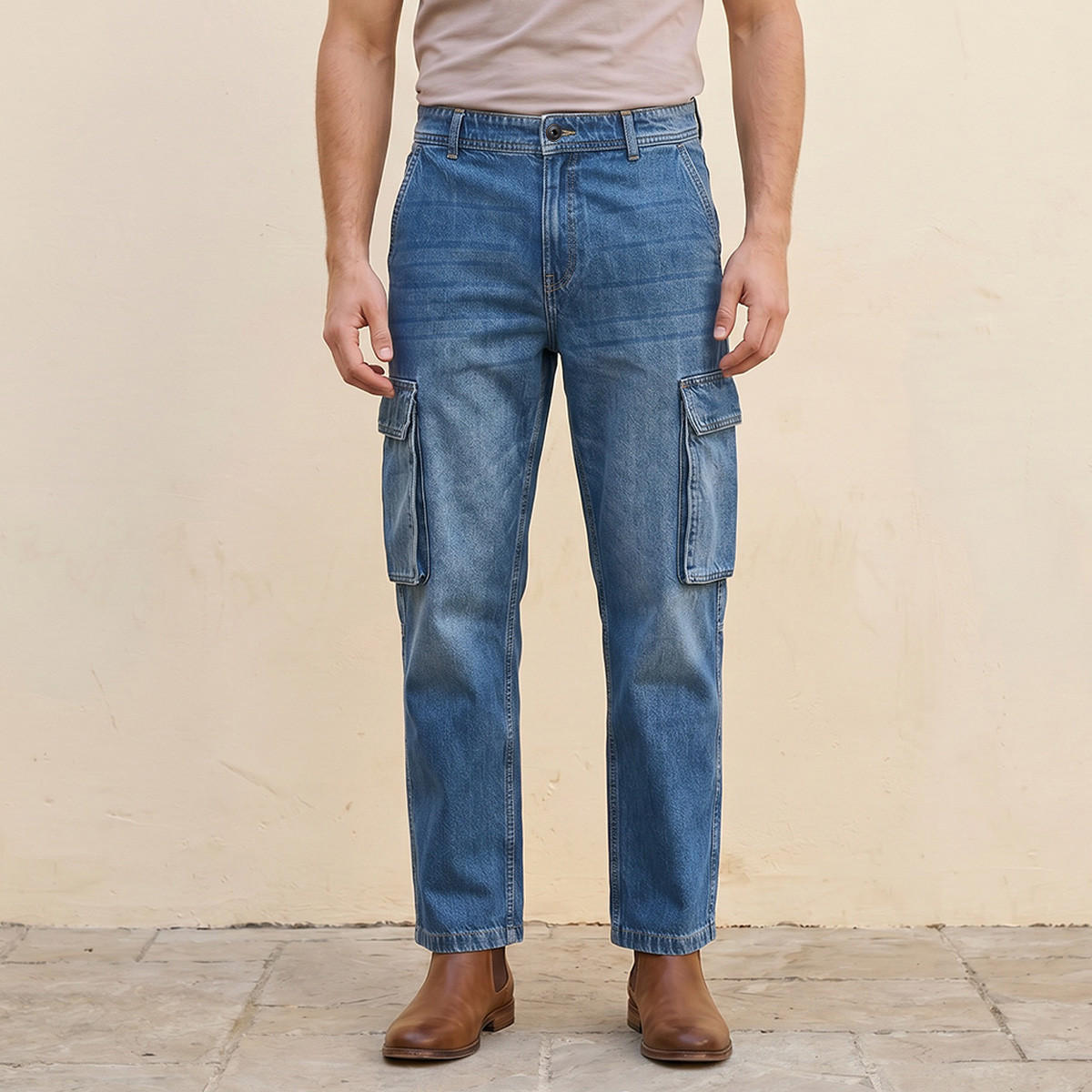 Splash Denim Cotton Cargo Jeans-men-clothing-jeans-image-1