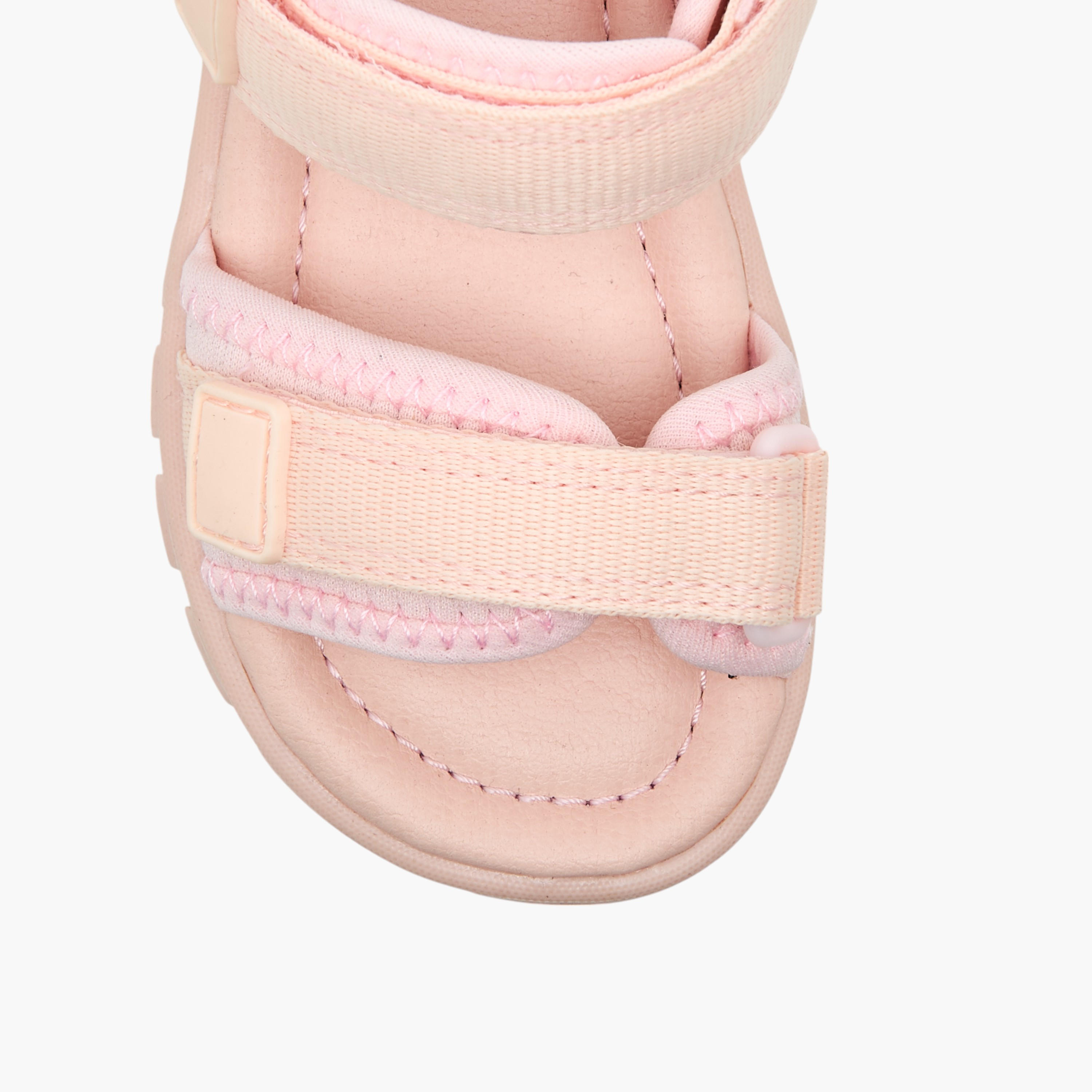 Barefeet Textured Floaters with Hook and Loop Closure-girls-shoes-sandals-image-3