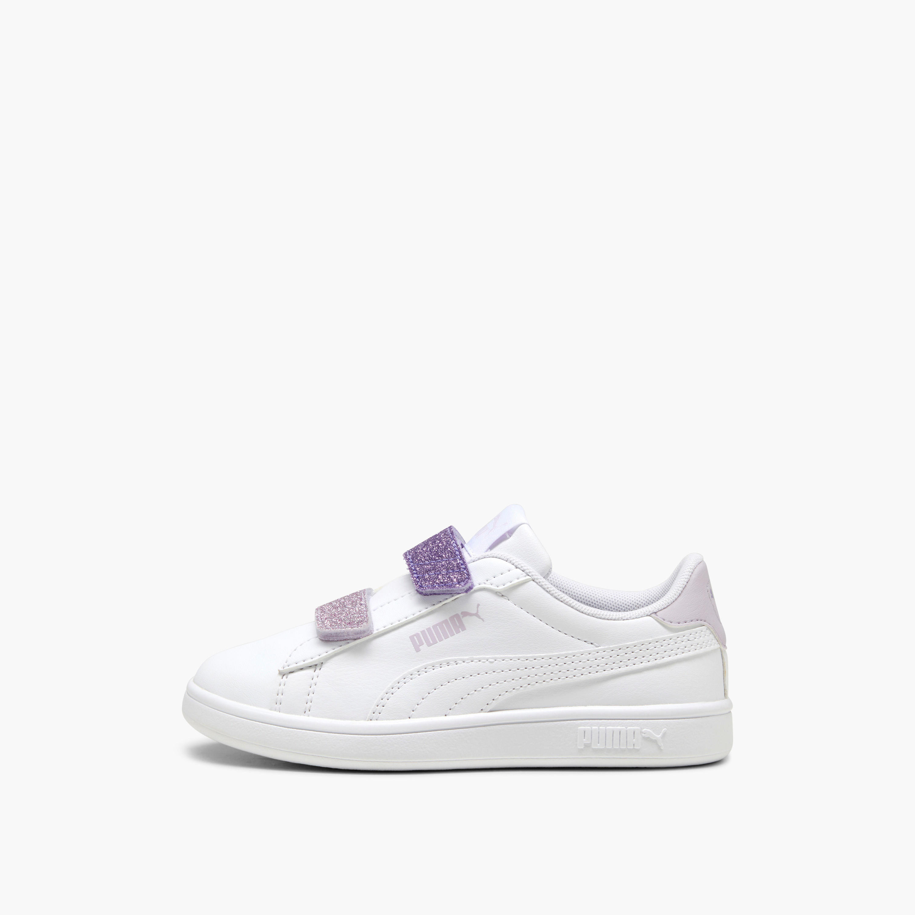Puma Girls Smash 3.0 L Glitter Velcro Hook & Loop Ankle Shoes-girls-shoes-sports-image-2