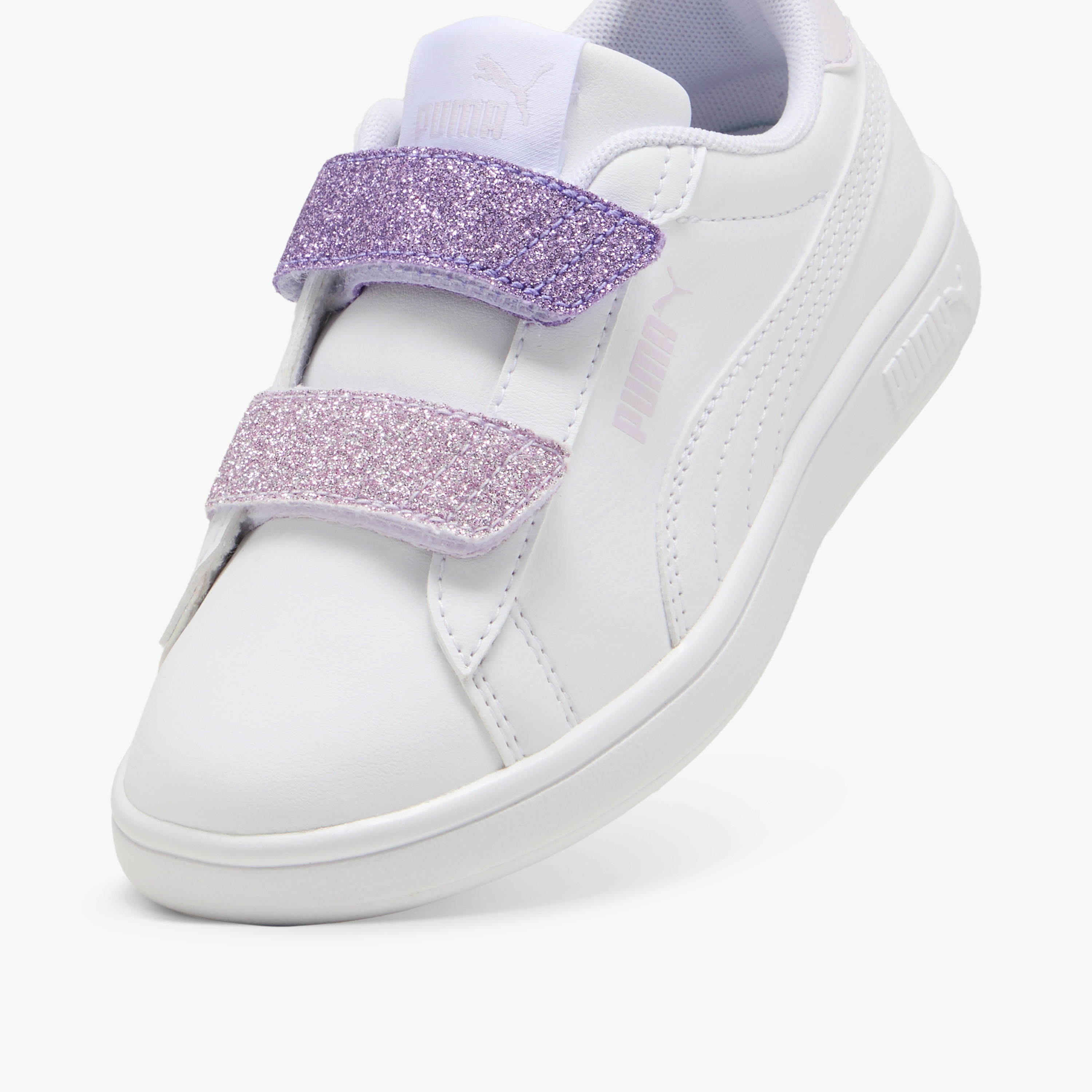 Puma Girls Smash 3.0 L Glitter Velcro Hook & Loop Ankle Shoes-girls-shoes-sports-image-6