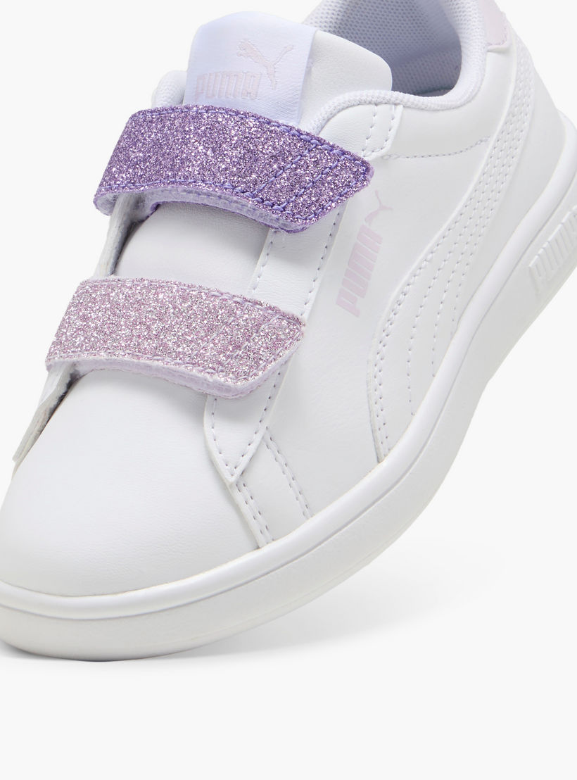Puma Girls Smash 3.0 L Glitter Velcro Hook & Loop Ankle Shoes-girls-shoes-sports-image-6