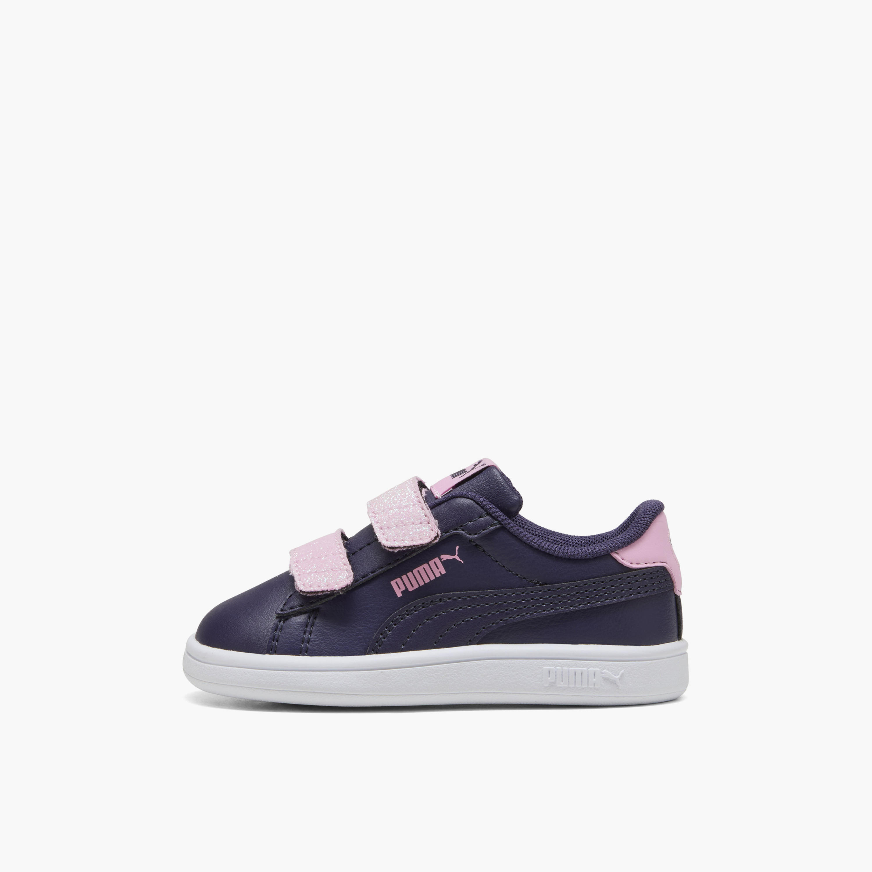 Puma Smash 3.0 L Glitter V Sneakers with Hook & Loop Closure-baby-girls-shoes-closedshoes-image-3