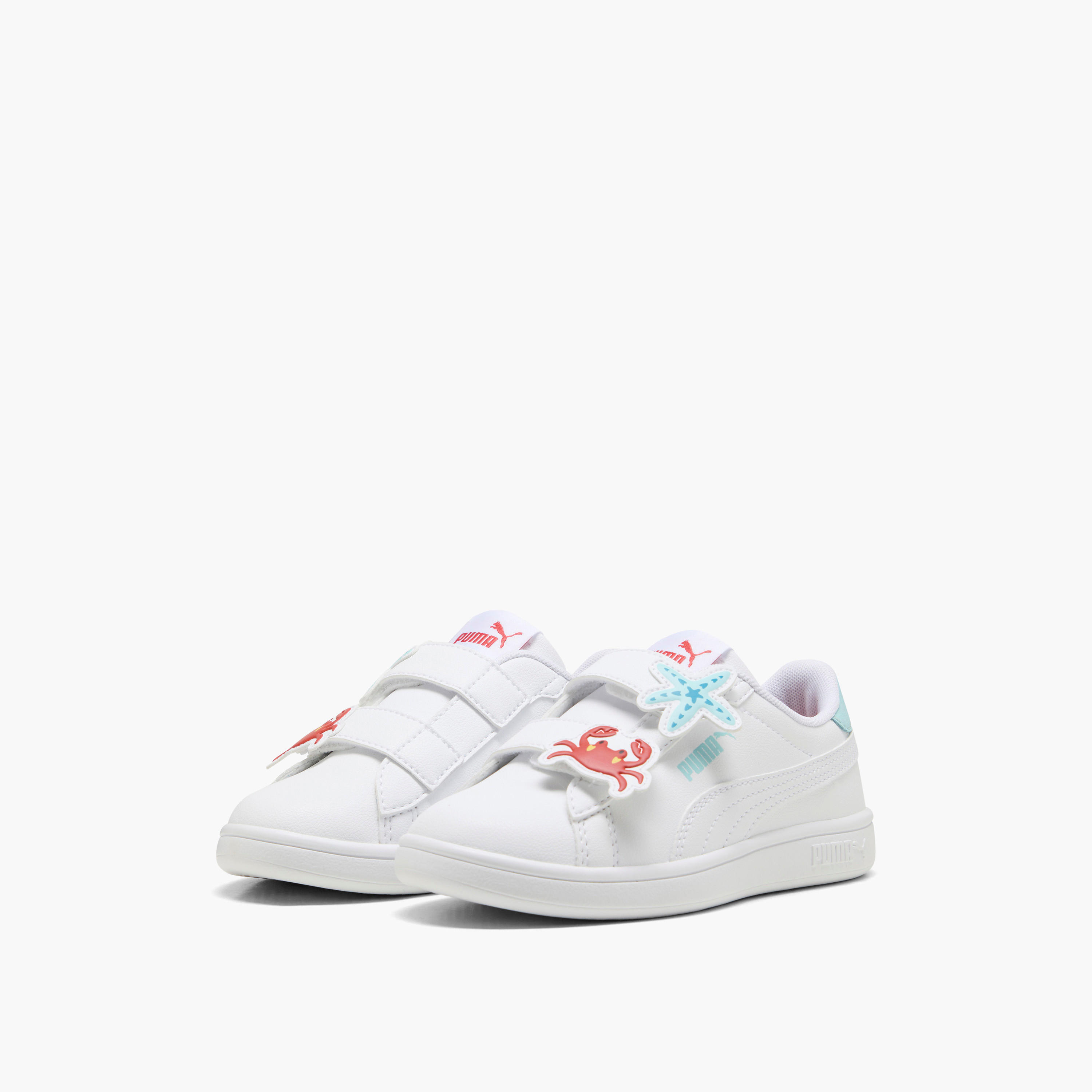 Puma Girls' SMASH 3.0 BADGES V PS Sneakers with Hook and Loop Closure - 39728606-girls-shoes-sports-image-1