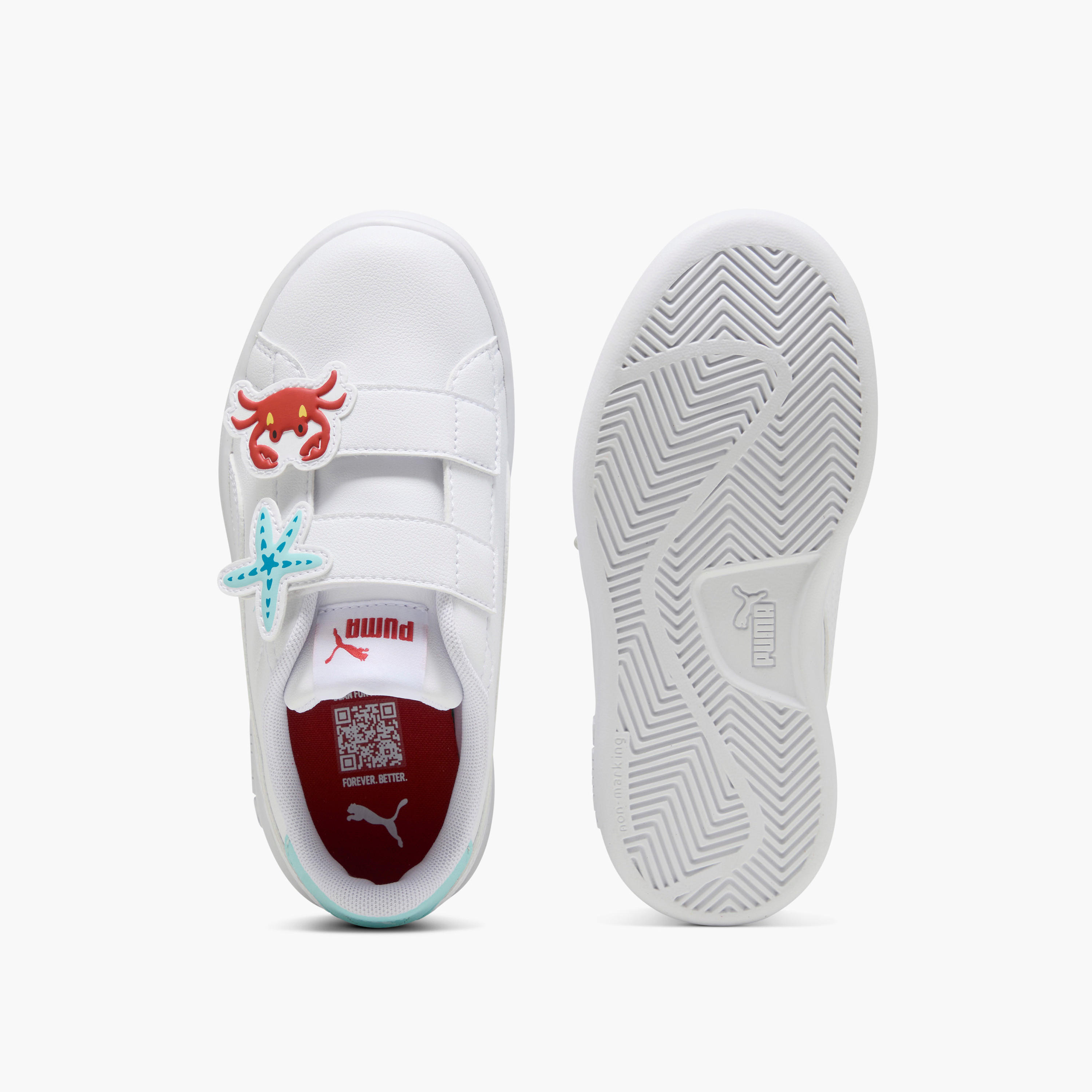 Puma Girls' SMASH 3.0 BADGES V PS Sneakers with Hook and Loop Closure - 39728606-girls-shoes-sports-image-4