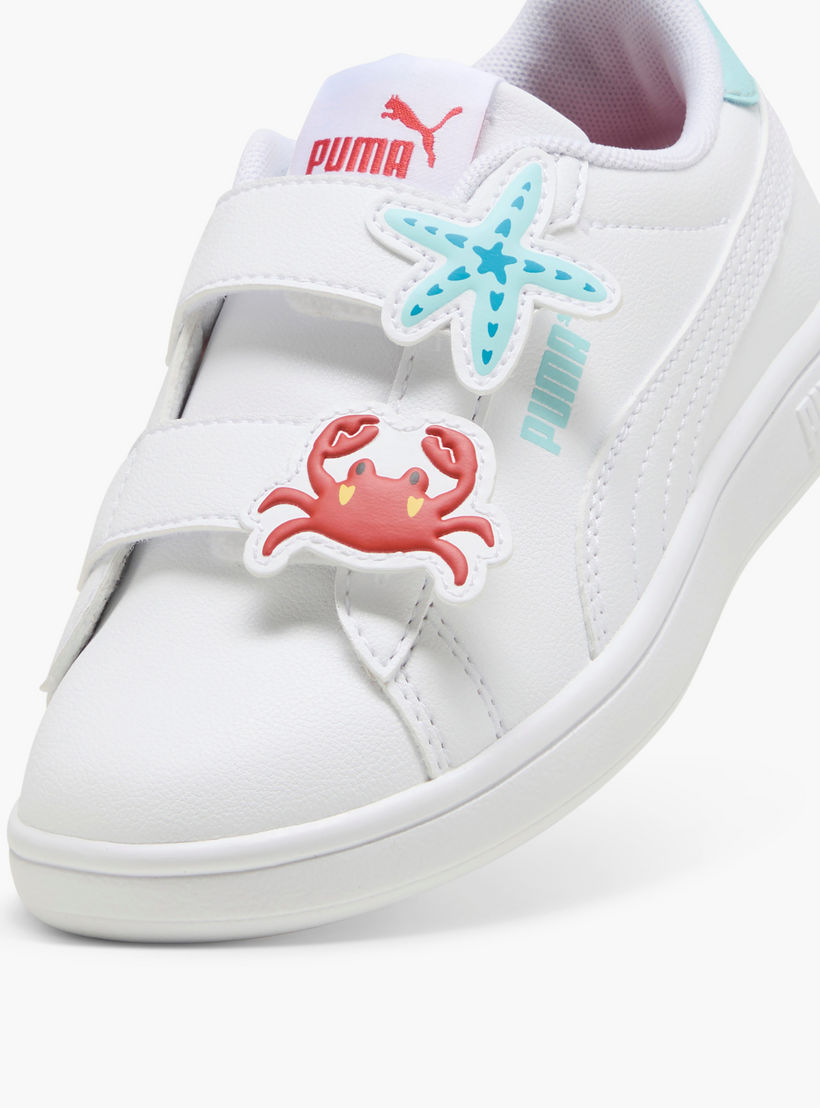 Puma Girls' SMASH 3.0 BADGES V PS Sneakers with Hook and Loop Closure - 39728606-girls-shoes-sports-image-6