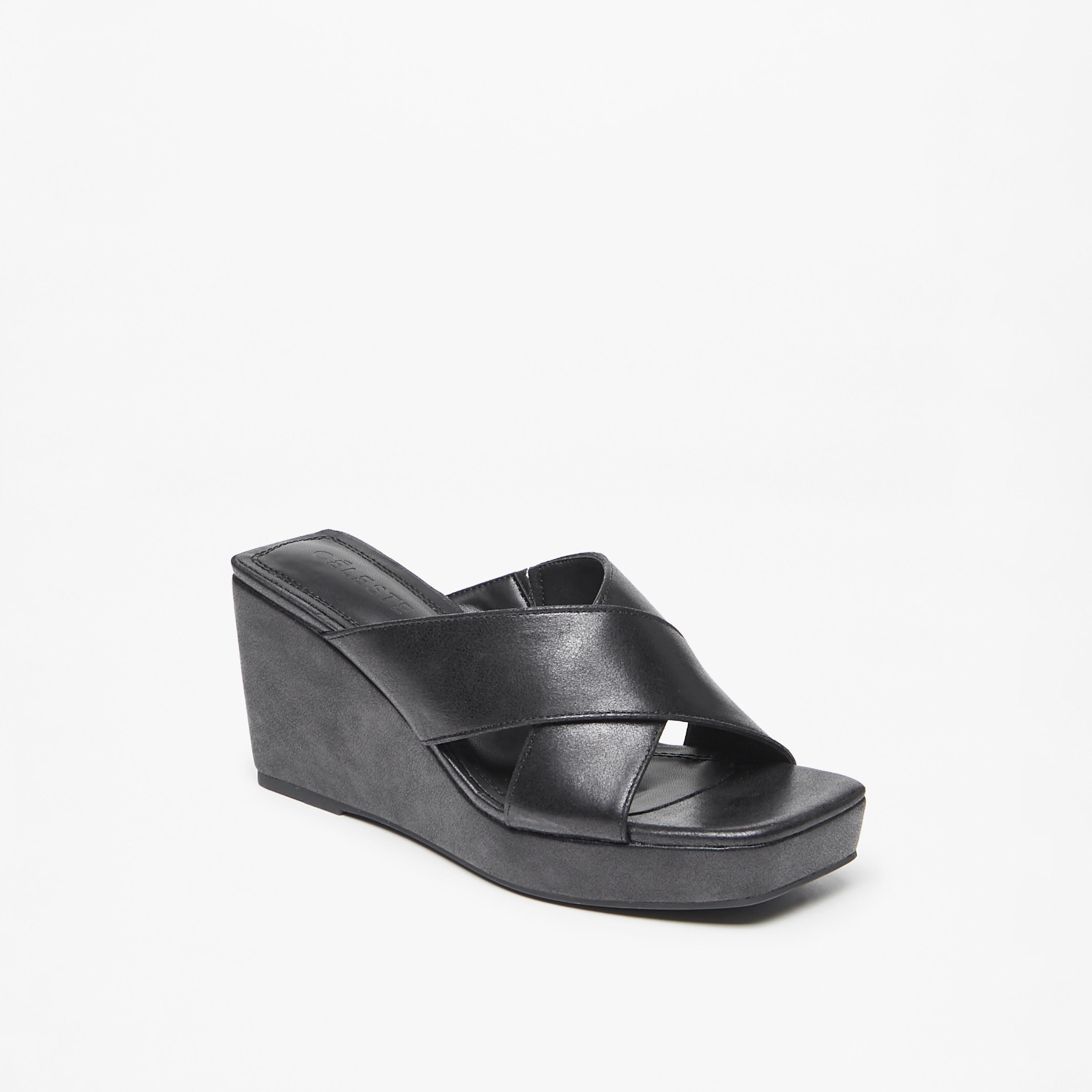Celeste Women's Cross Strap Slip-On Sandals with Wedge Heels-women-shoes-sandals-heeled-image-1
