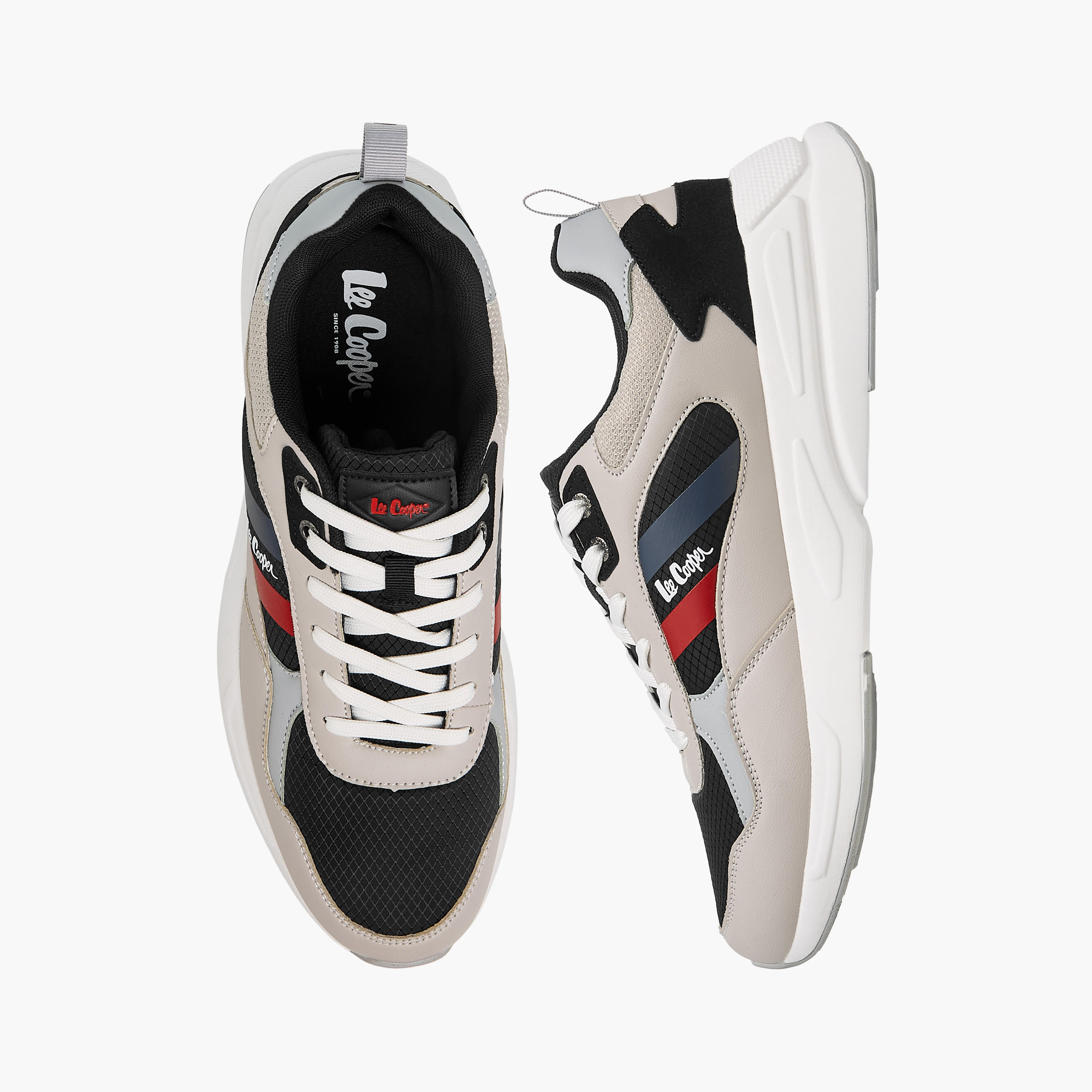 Lee Cooper Men's Panelled Lace-Up Sneakers with Pull Tab-men-shoes-sneakers-image-1