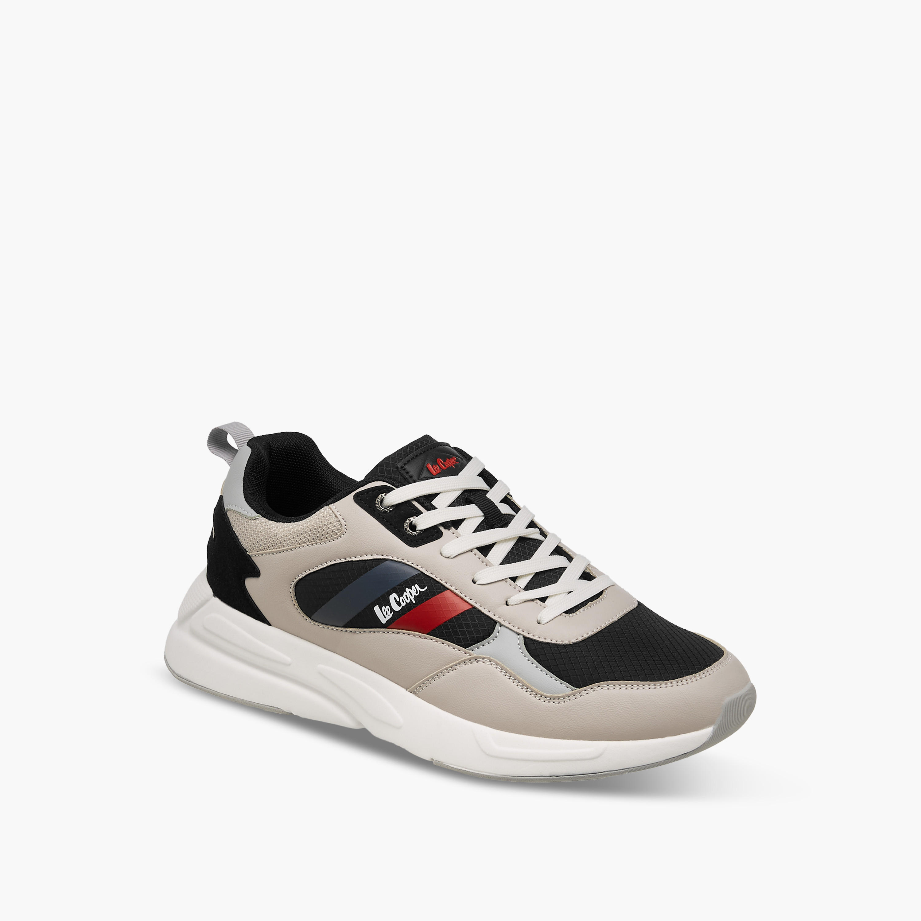 Lee Cooper Men's Panelled Lace-Up Sneakers with Pull Tab-men-shoes-sneakers-image-2